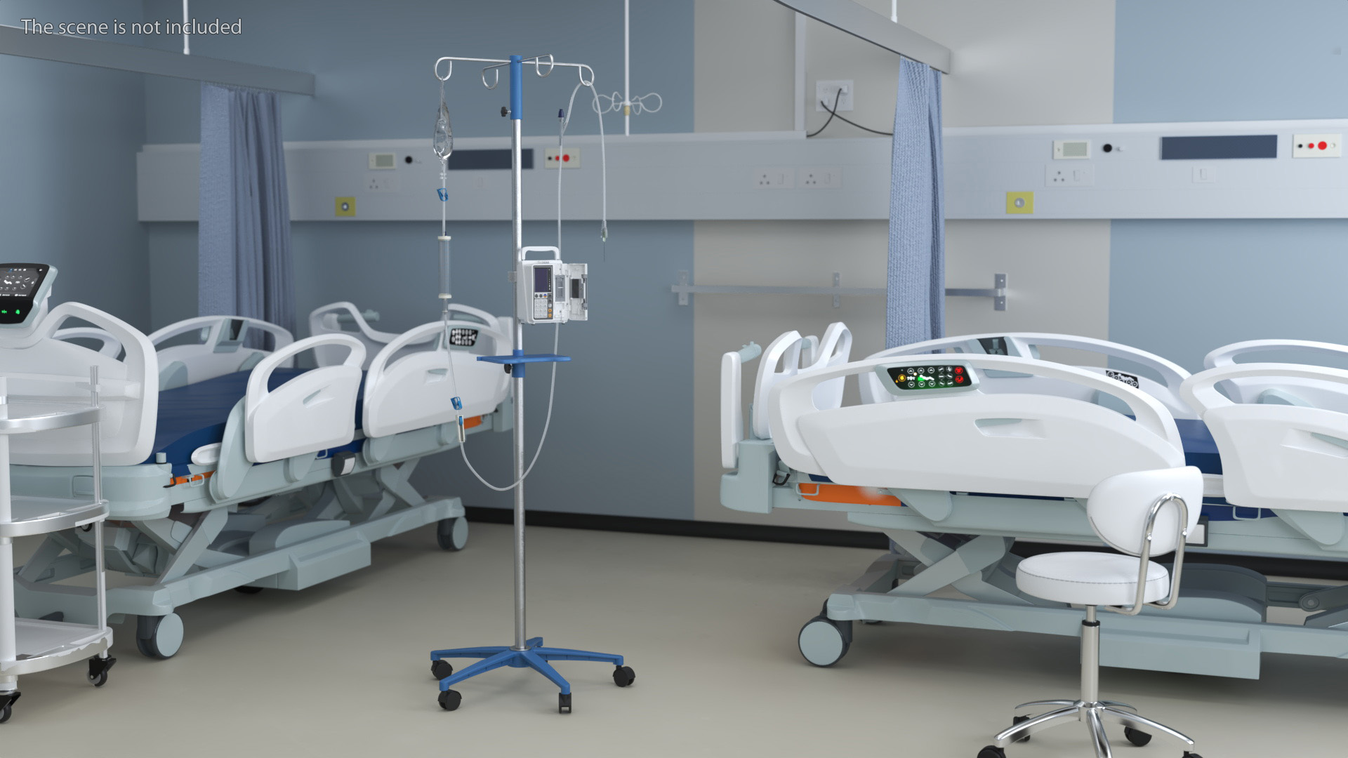 IV Infusion Stand with Pump 3D