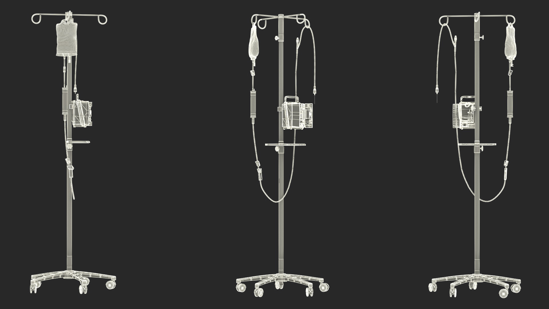 IV Infusion Stand with Pump 3D