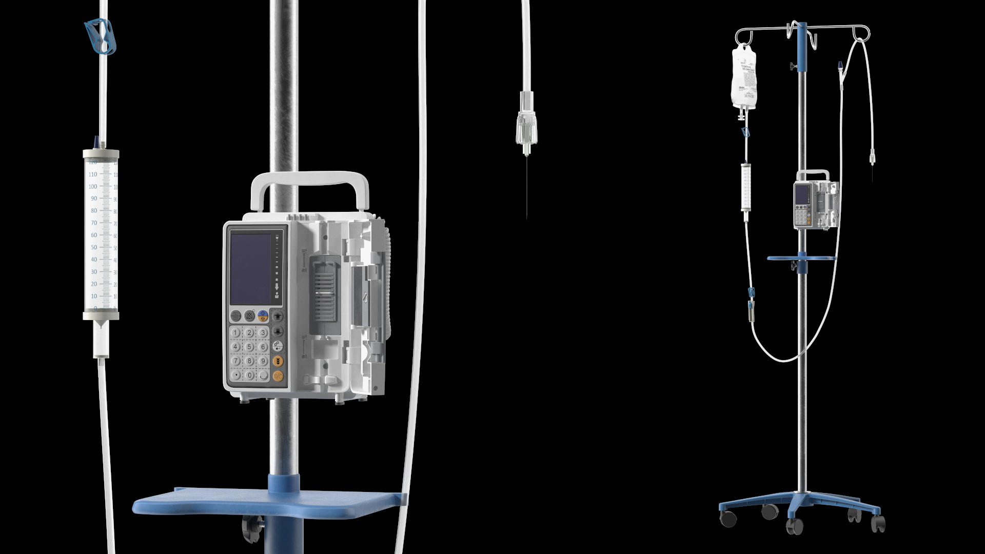 IV Infusion Stand with Pump 3D