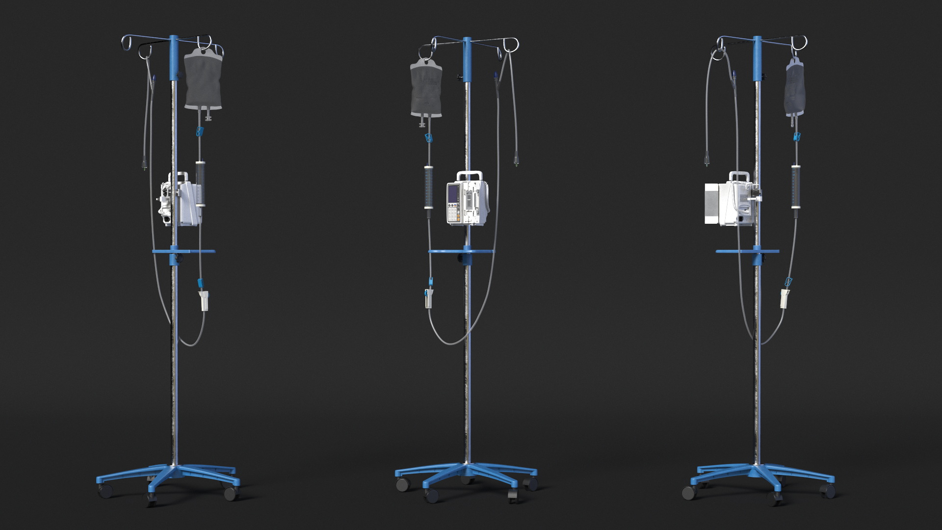 IV Infusion Stand with Pump 3D