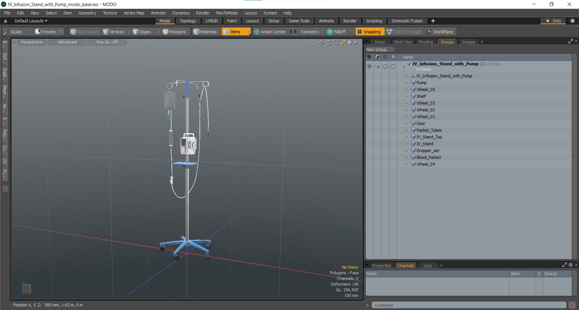 IV Infusion Stand with Pump 3D