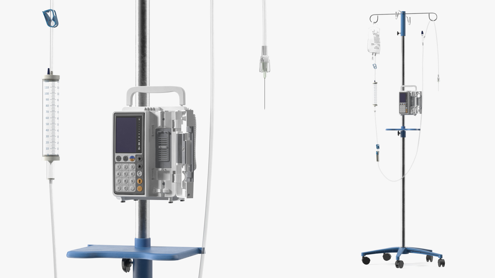 IV Infusion Stand with Pump 3D