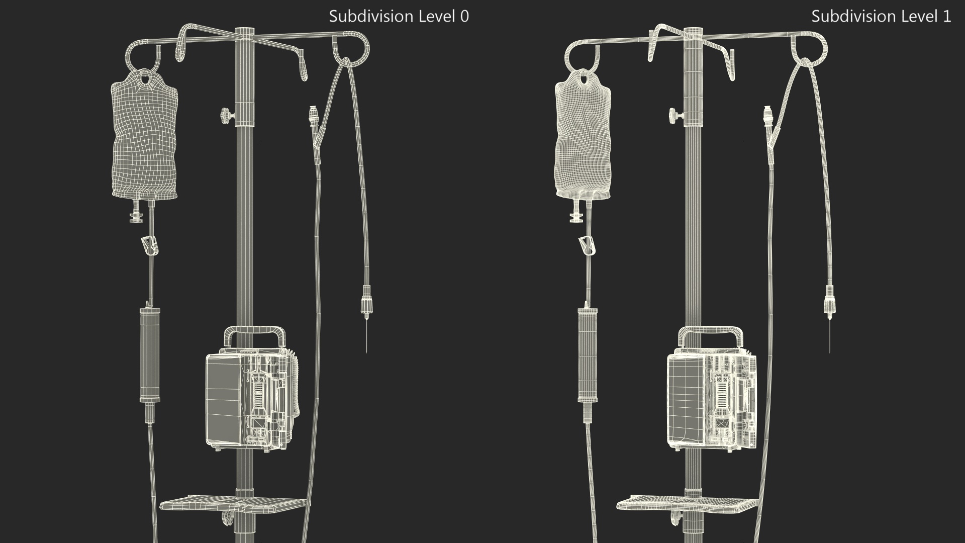 IV Infusion Stand with Pump 3D