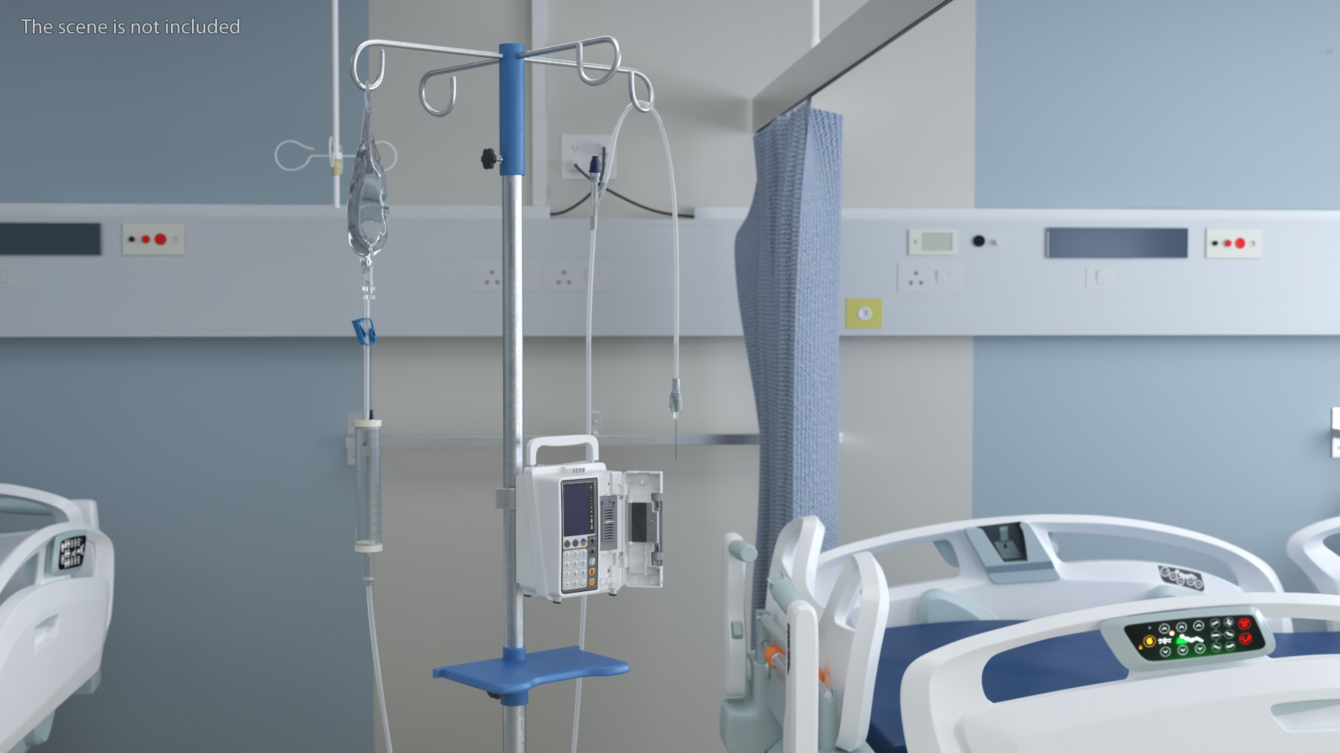 IV Infusion Stand with Pump 3D