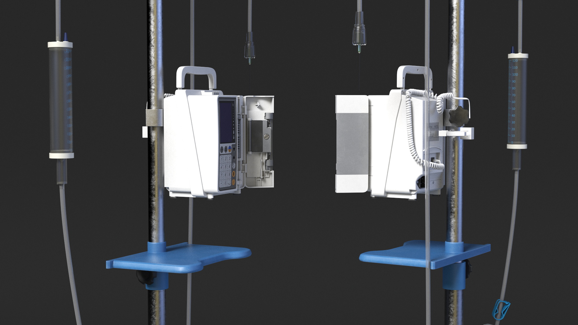 IV Infusion Stand with Pump 3D