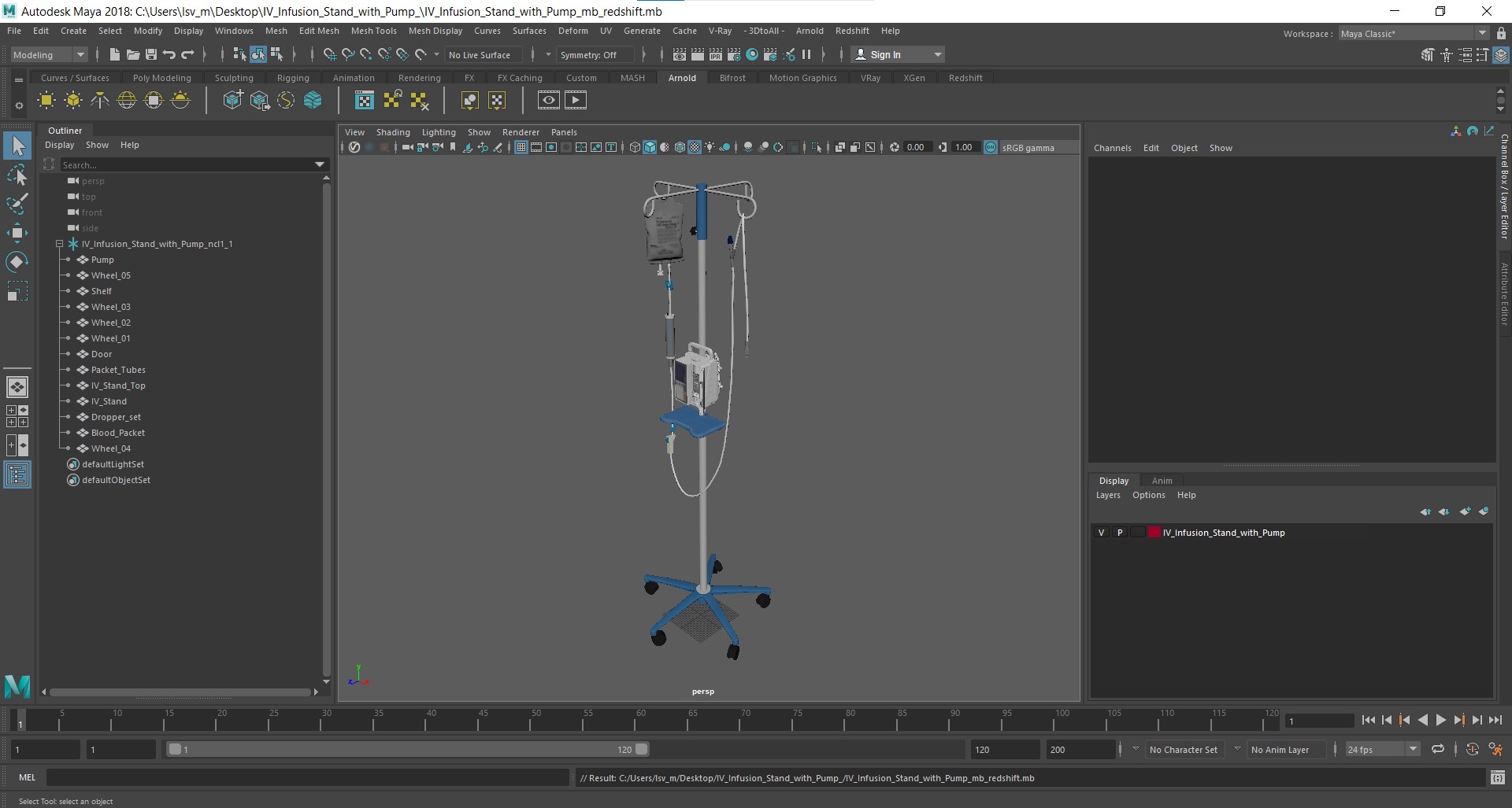 IV Infusion Stand with Pump 3D