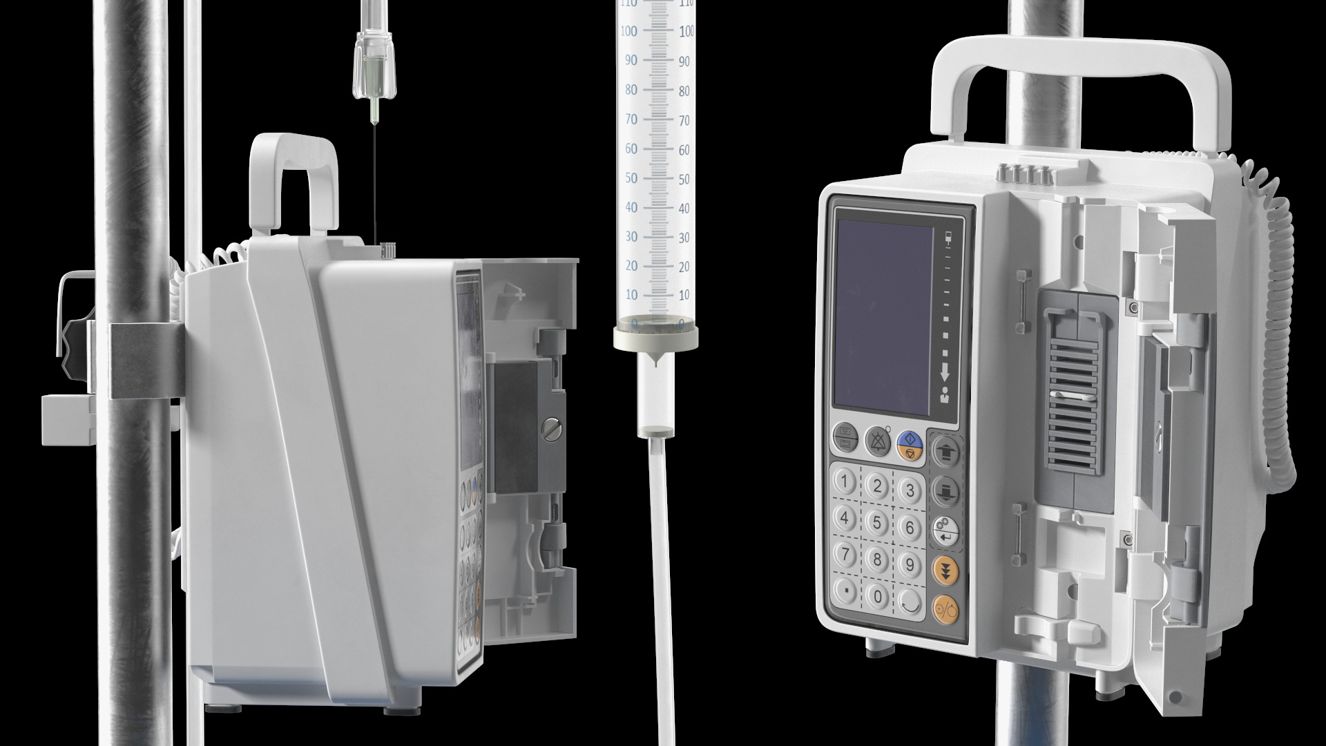 IV Infusion Stand with Pump 3D