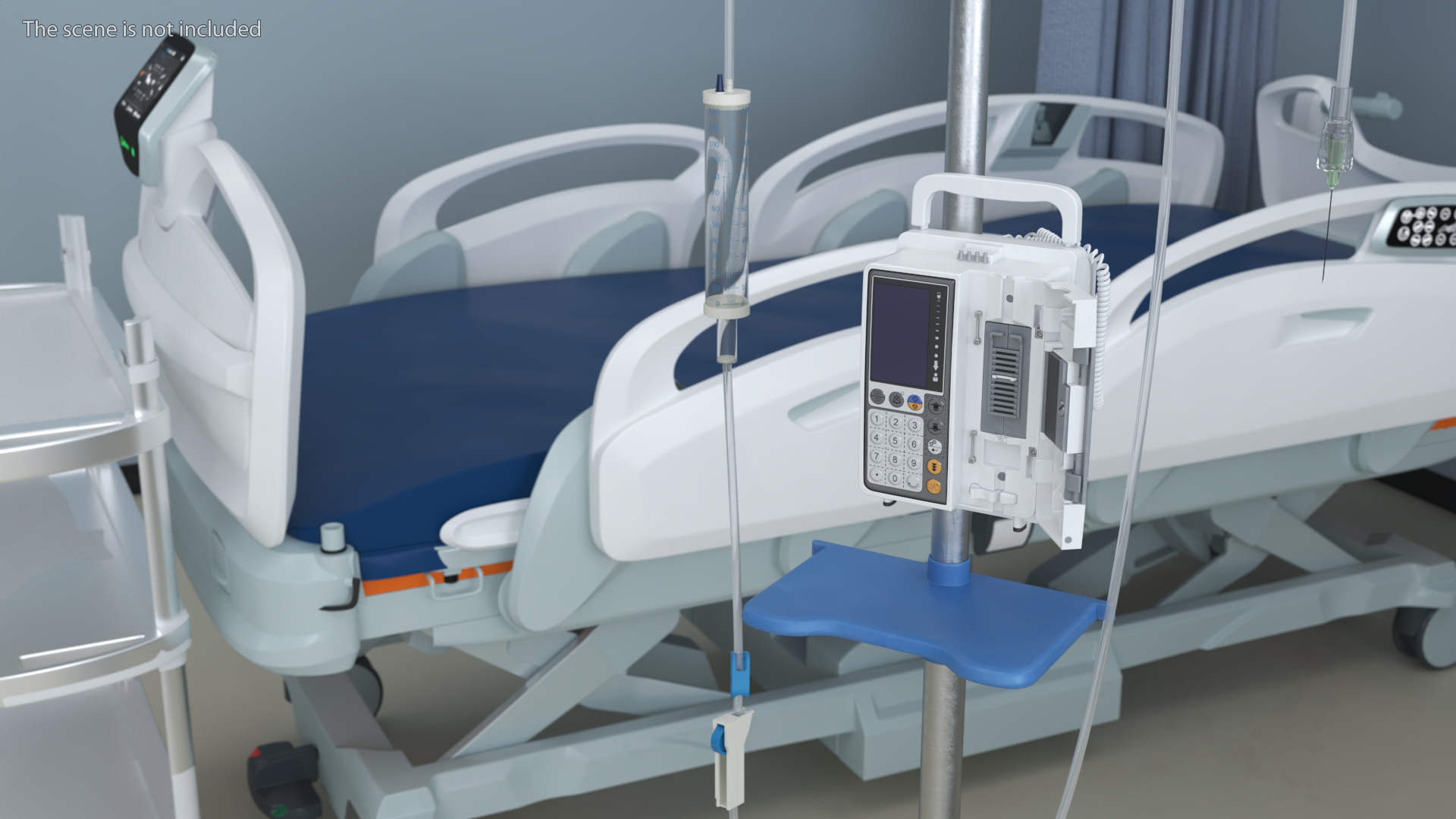 IV Infusion Stand with Pump 3D