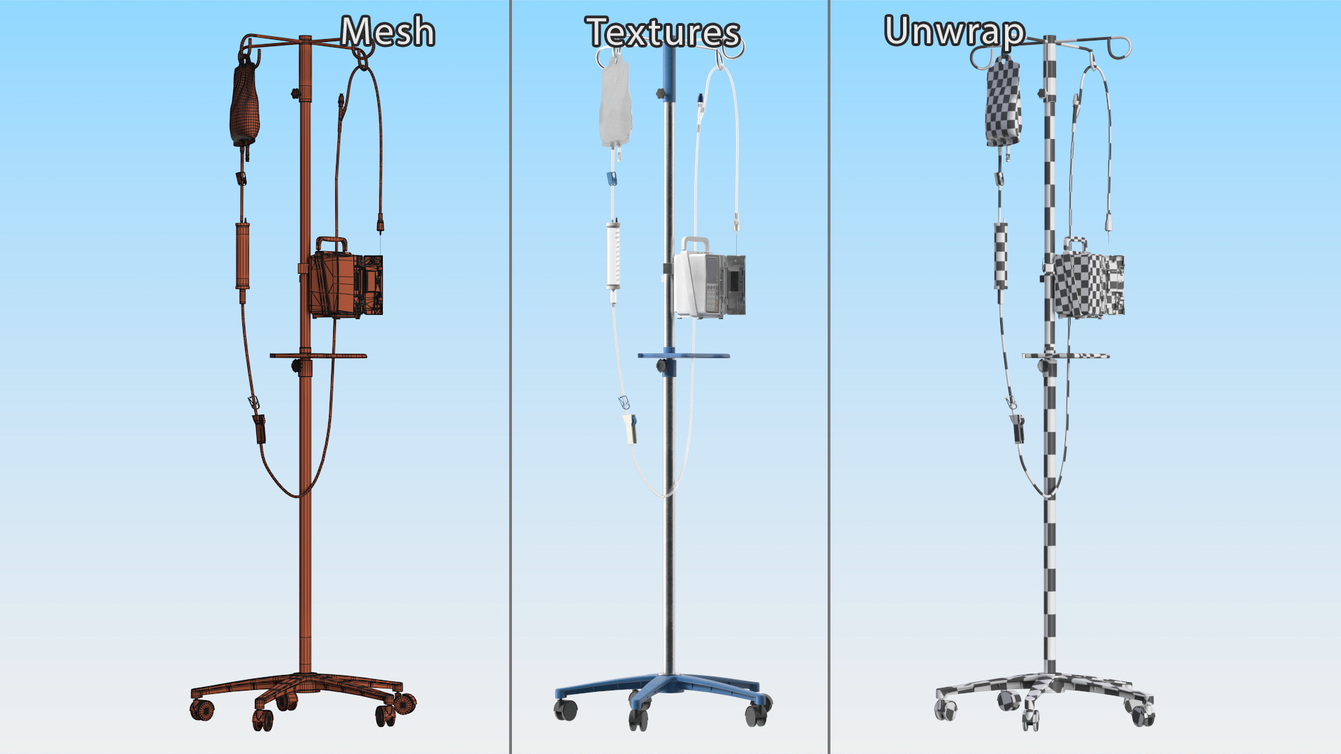 IV Infusion Stand with Pump 3D