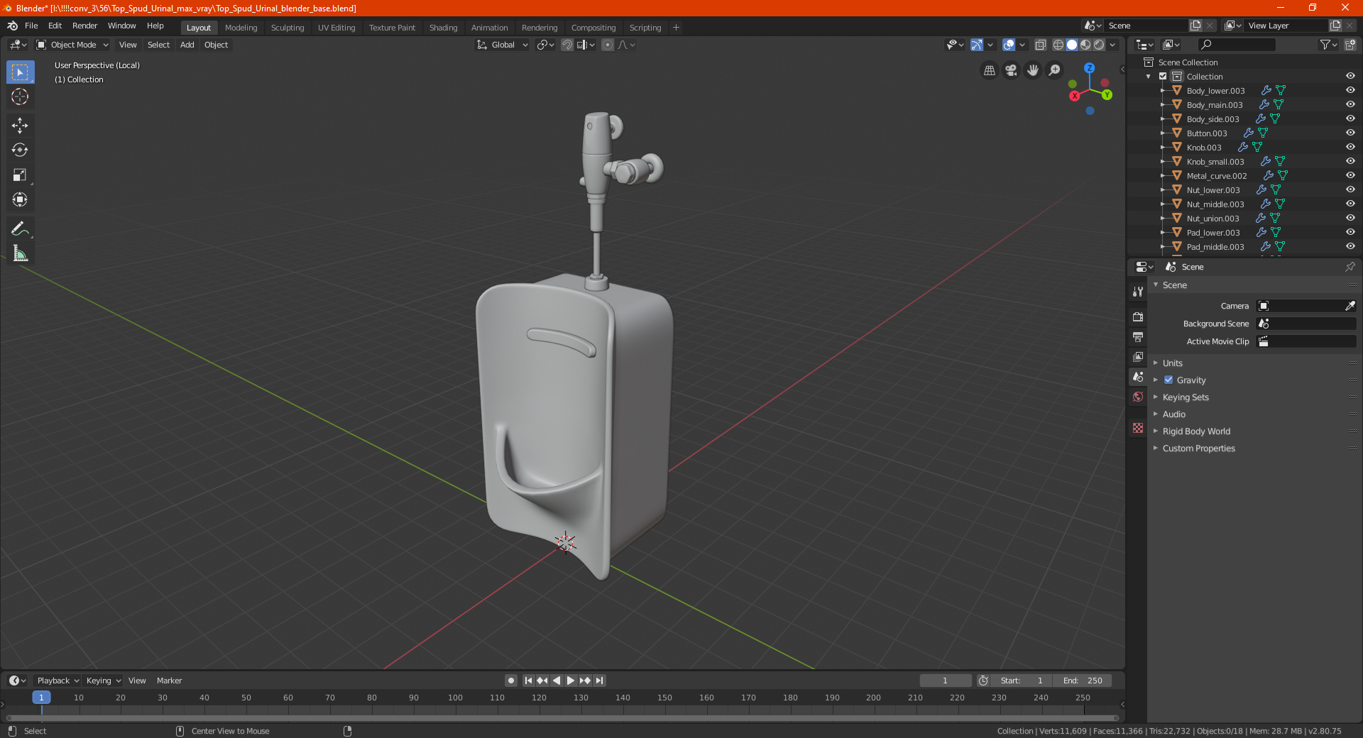 3D model Top Spud Urinal