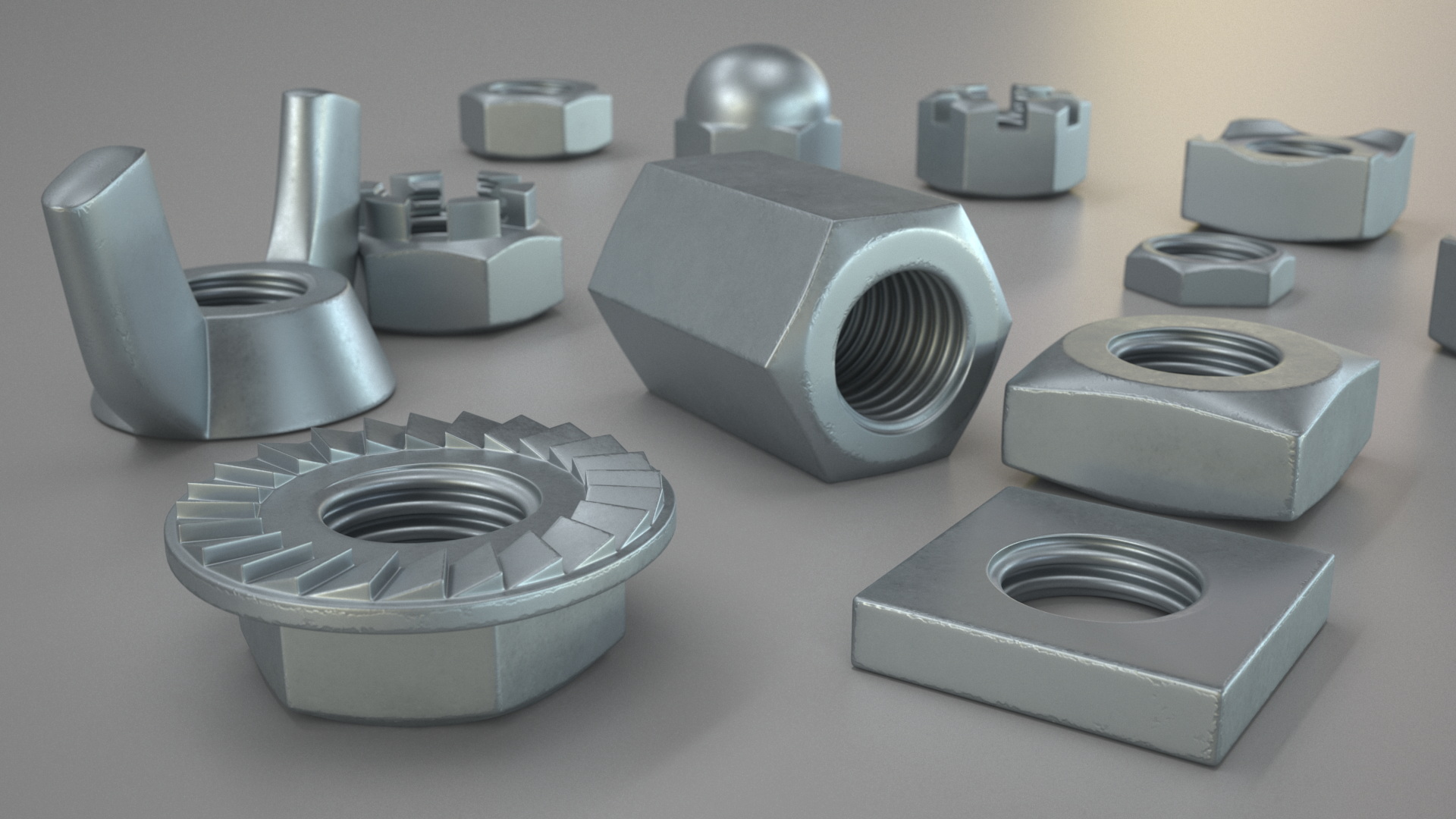 Zinc Steel Nuts Kit 3D model