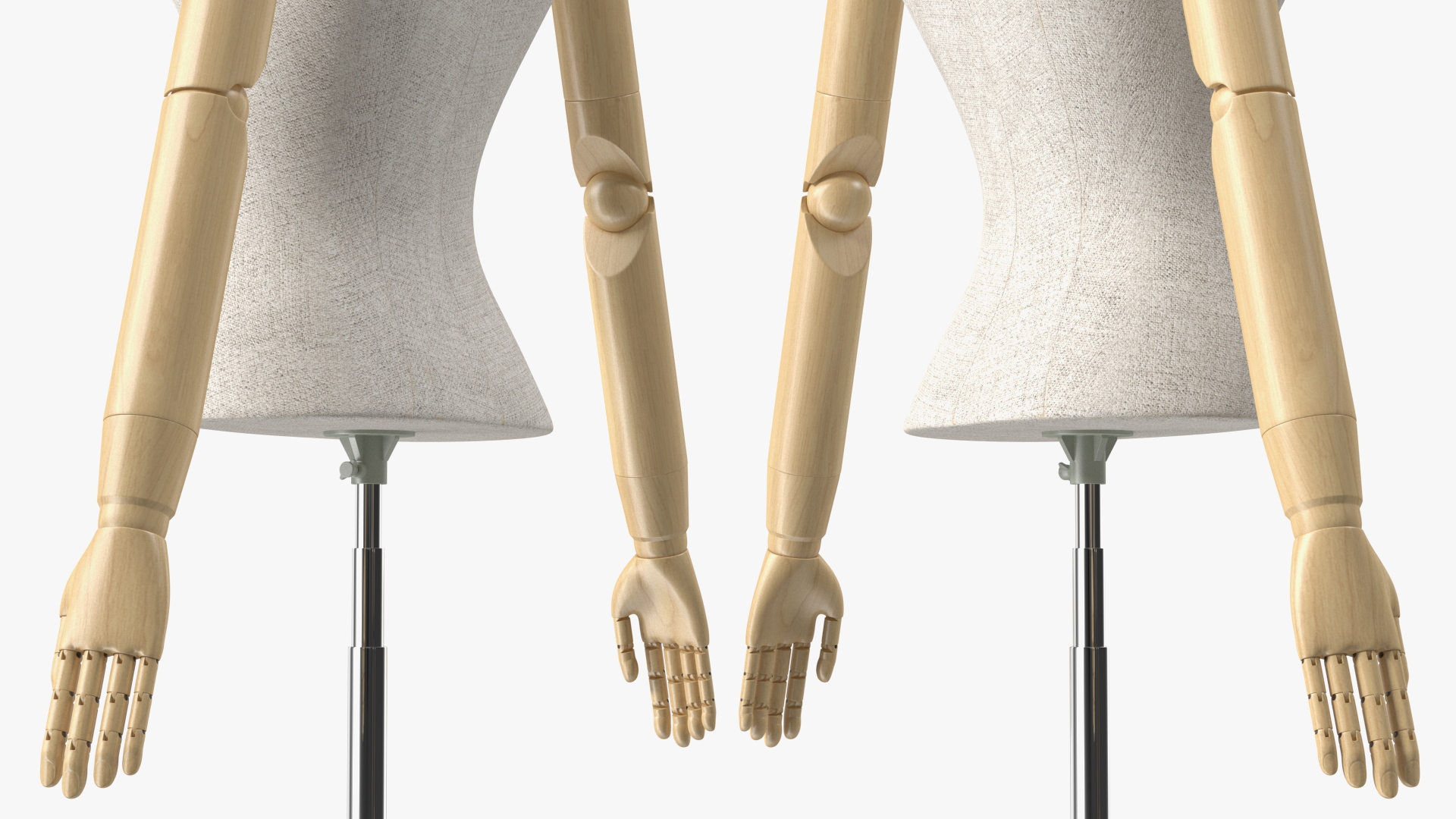 3D Female Flexible Half Body Mannequin Headless with Wooden Base