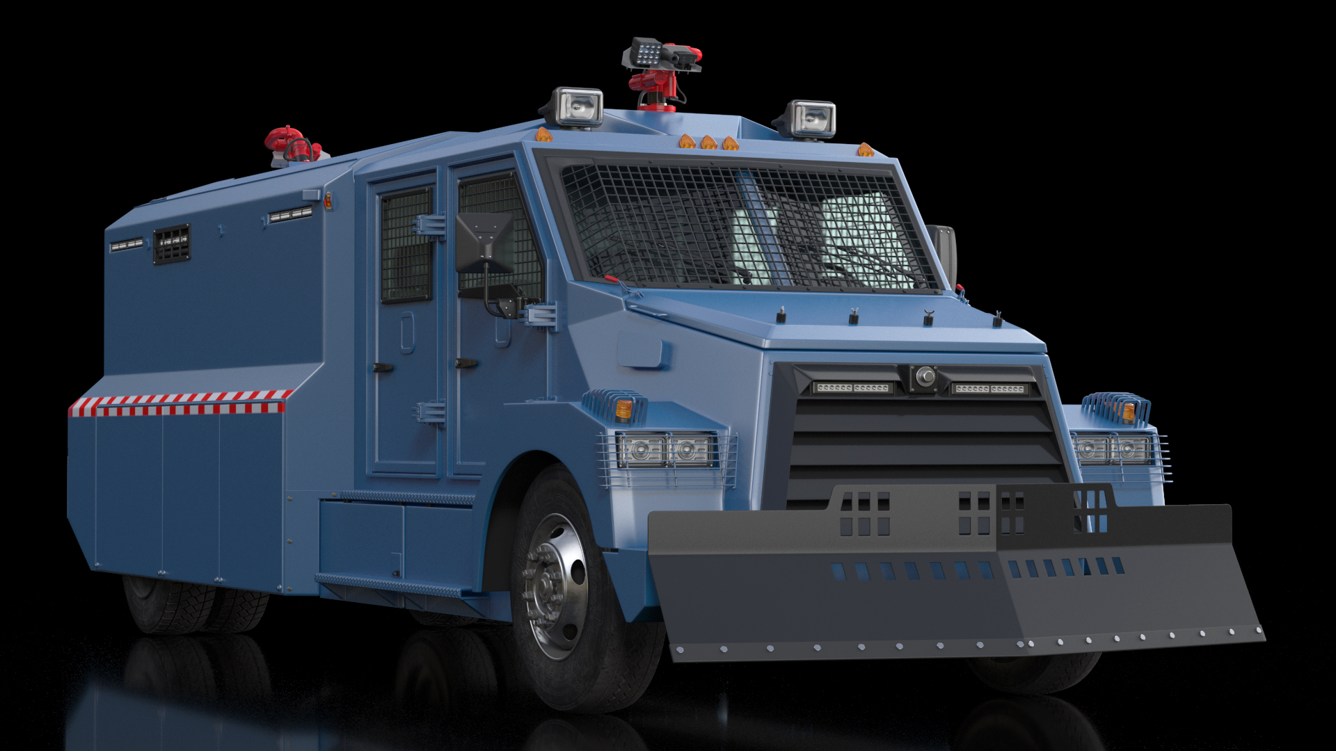 3D Riot Control Vehicle Blue Simple Interior