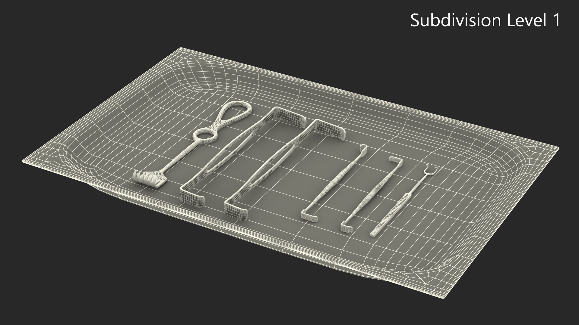 Surgical Retractors on Tray 3D