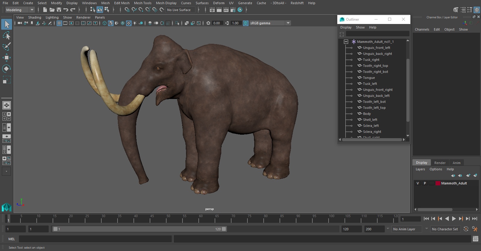 3D Mammoth Adult model