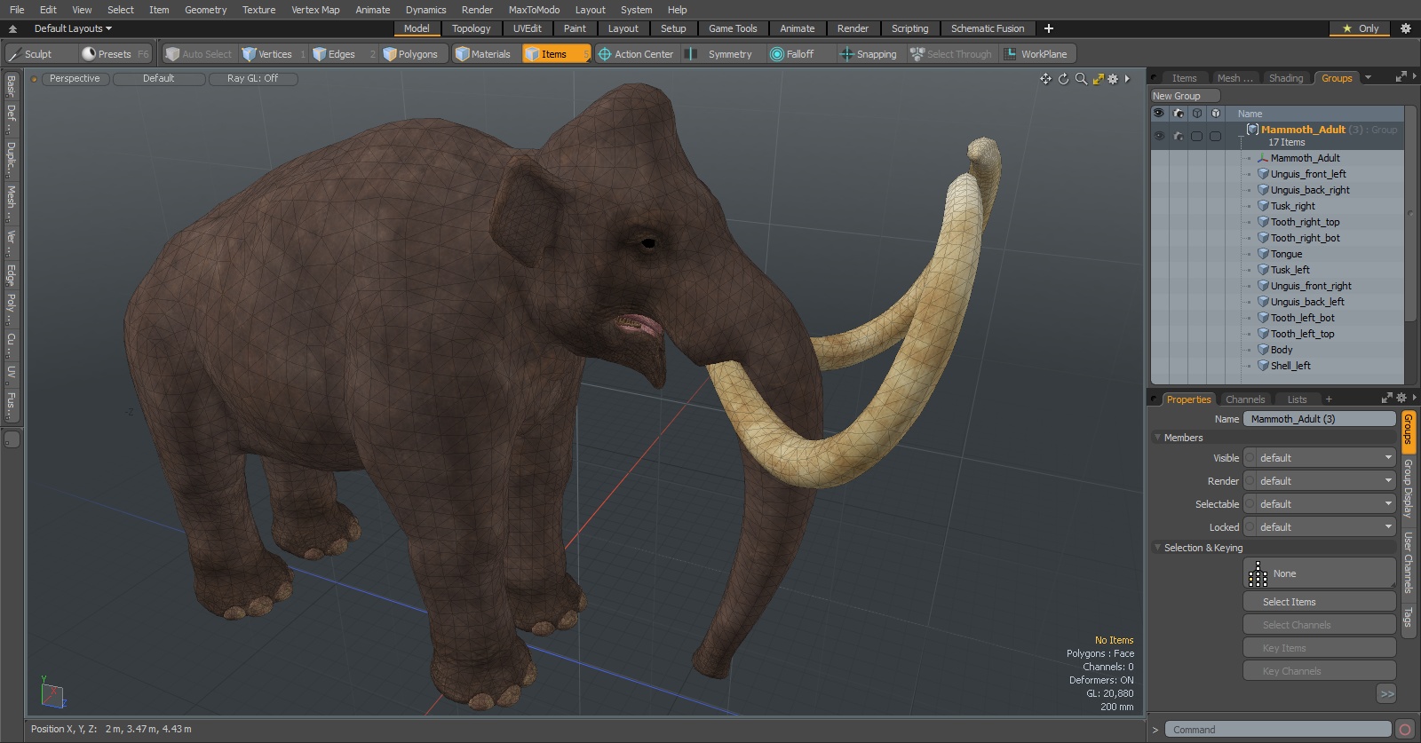 3D Mammoth Adult model