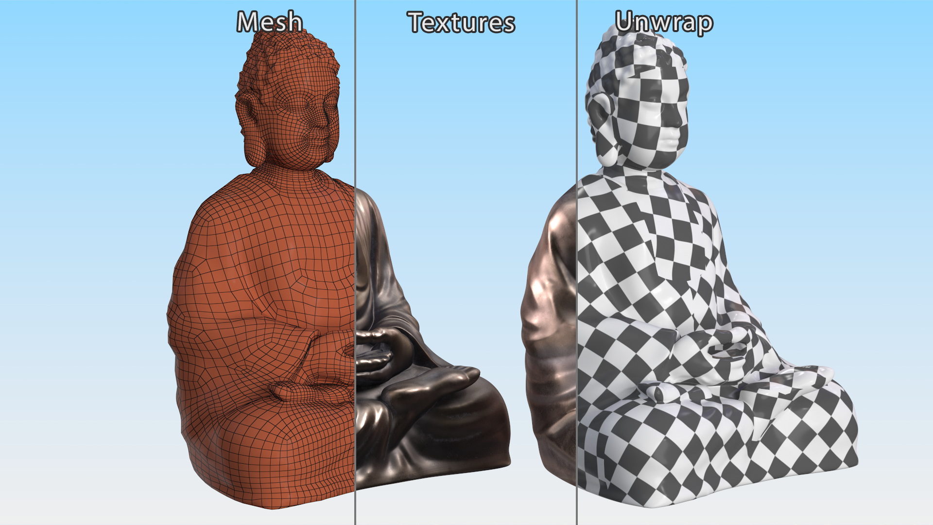 3D Sitting Buddha Statue Bronze model