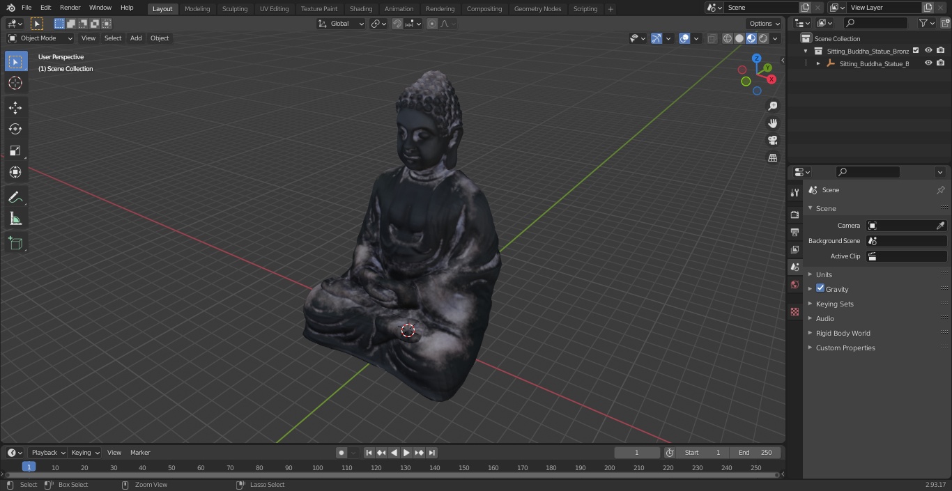 3D Sitting Buddha Statue Bronze model