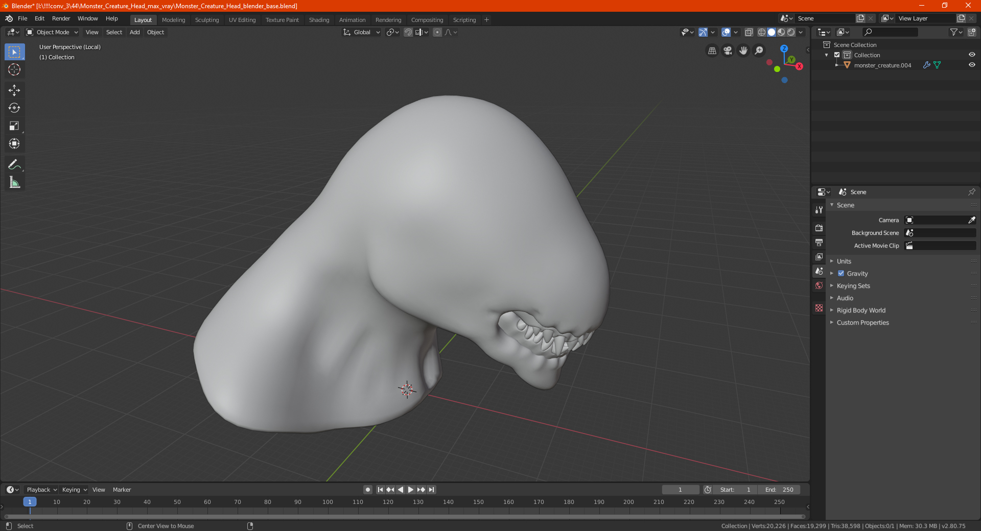 3D Monster Creature Head