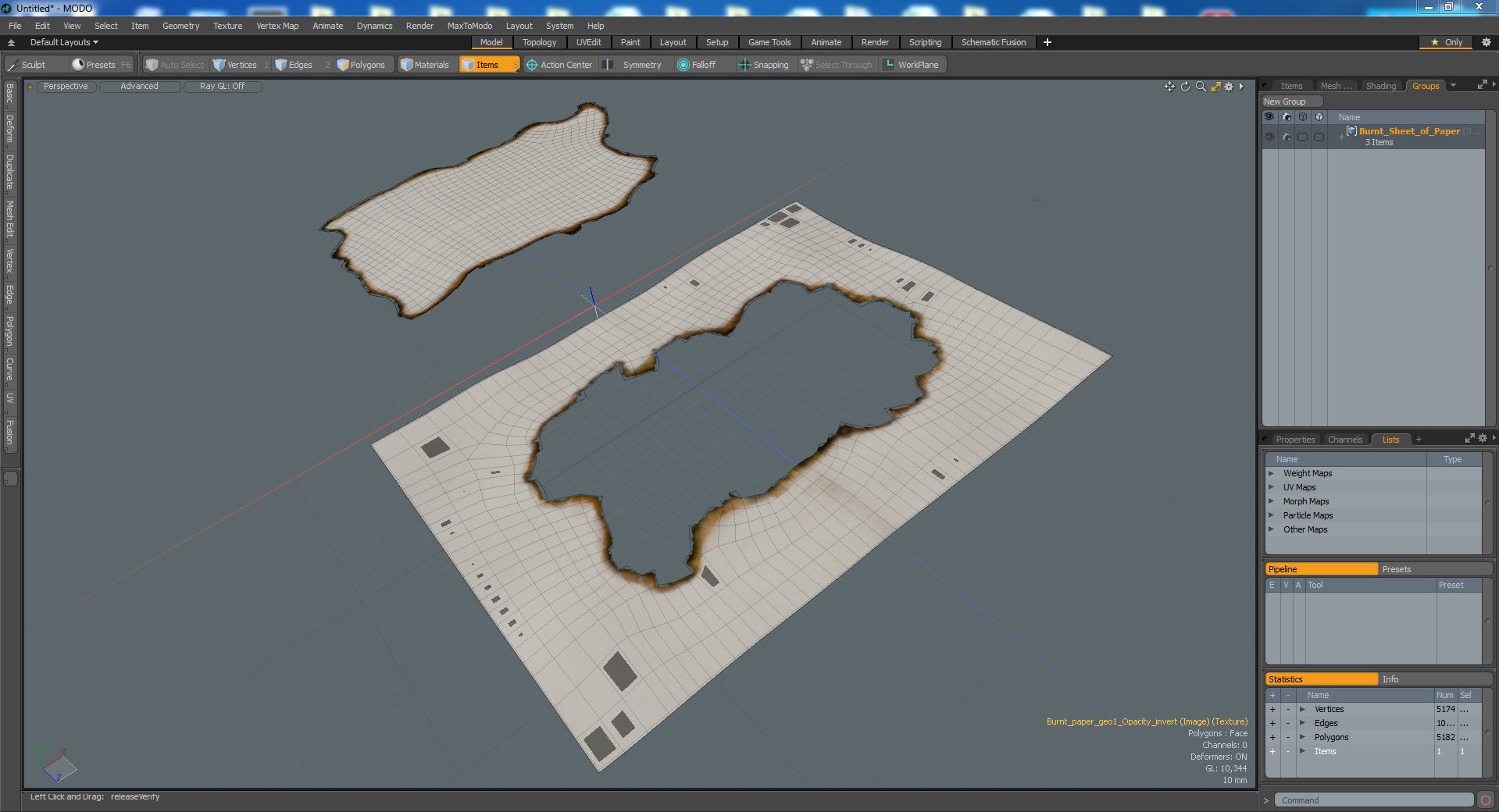 3D model Burnt Sheet of Paper