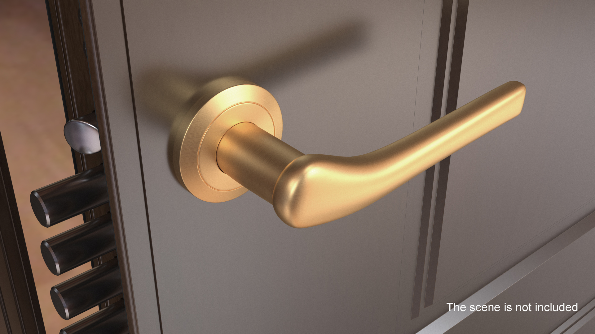 Gold Door Handles Curved 3D model