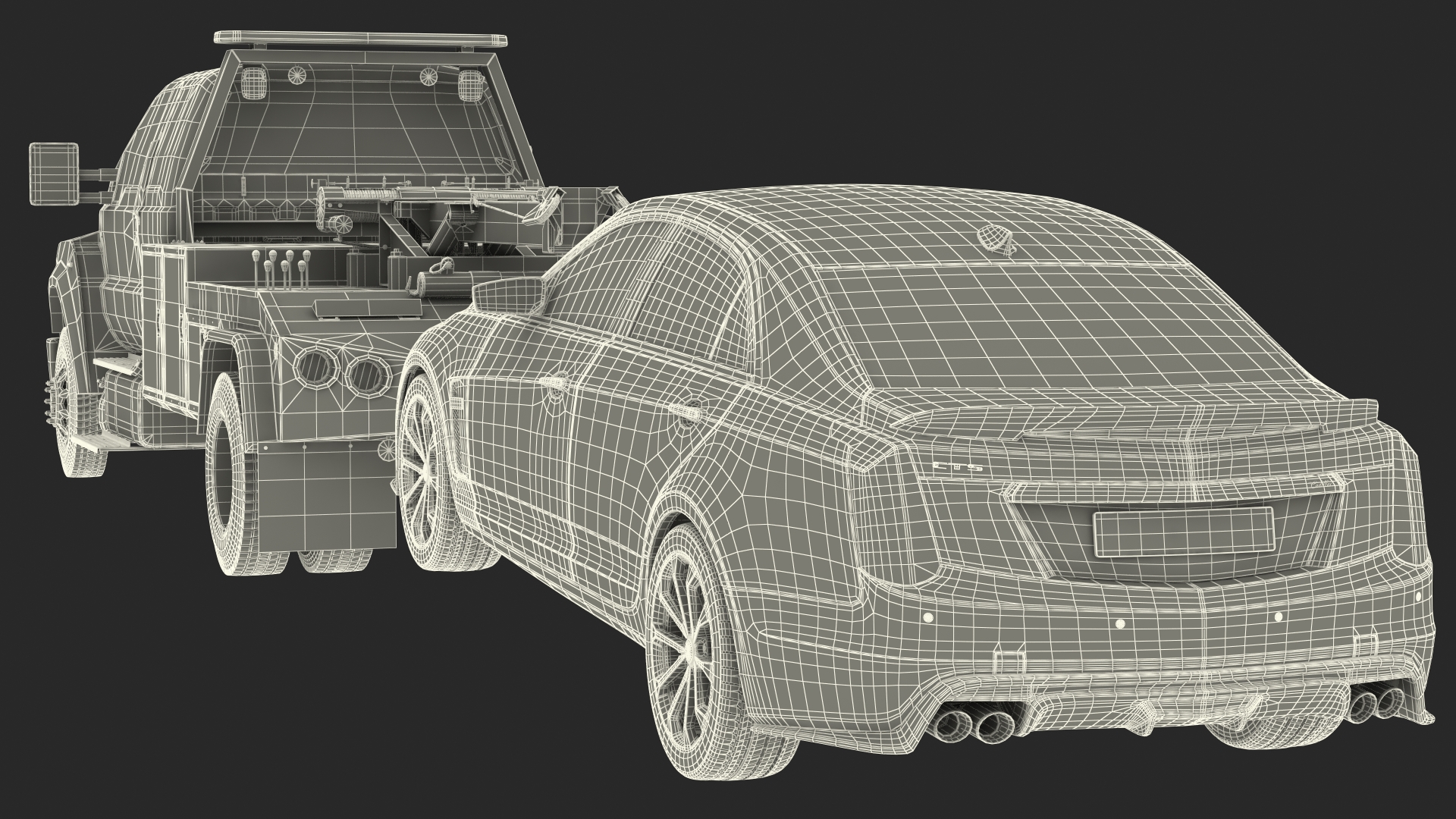 3D Car Tow Truck with Transportable Car