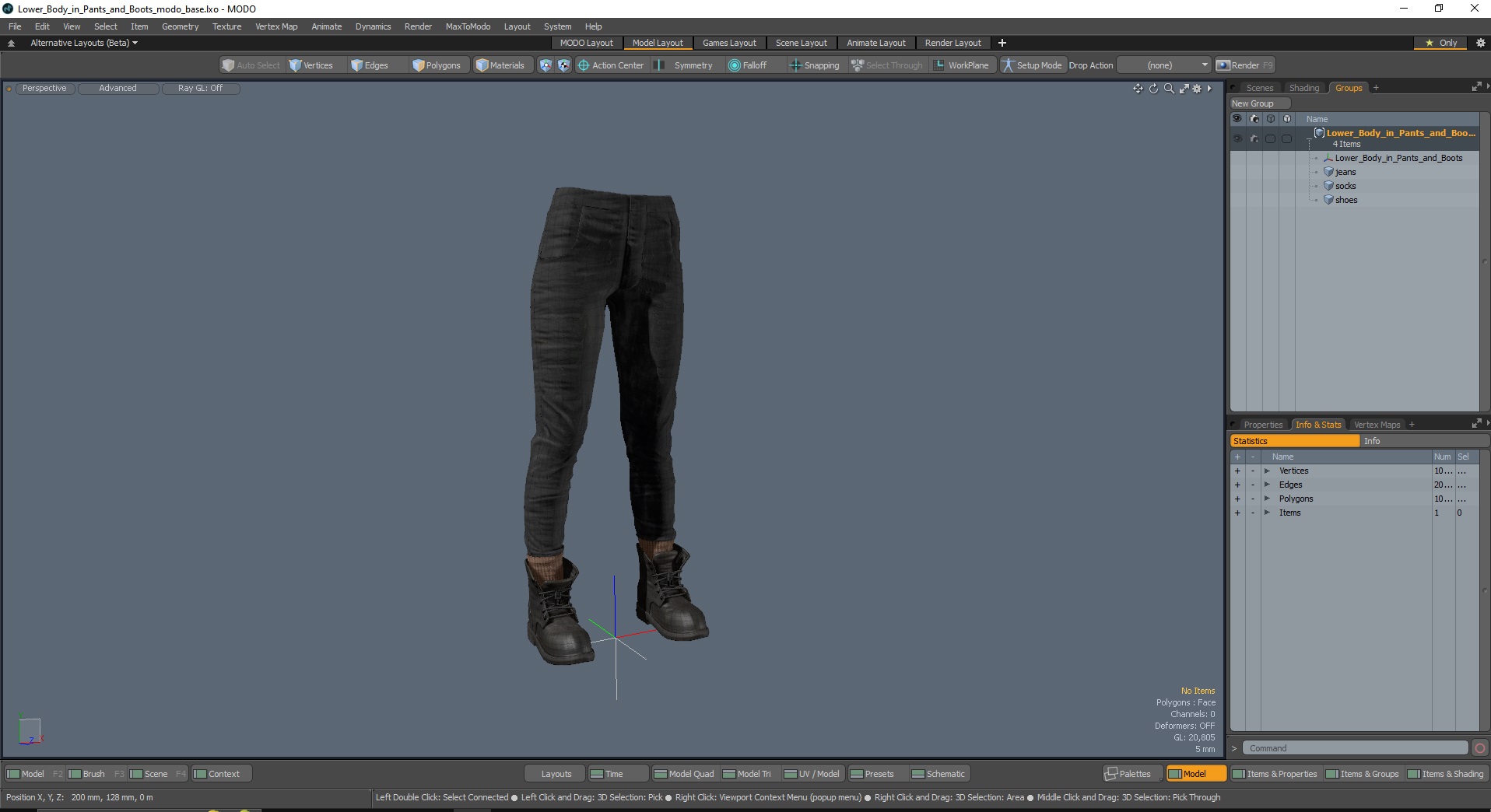 Lower Body in Pants and Boots 3D model