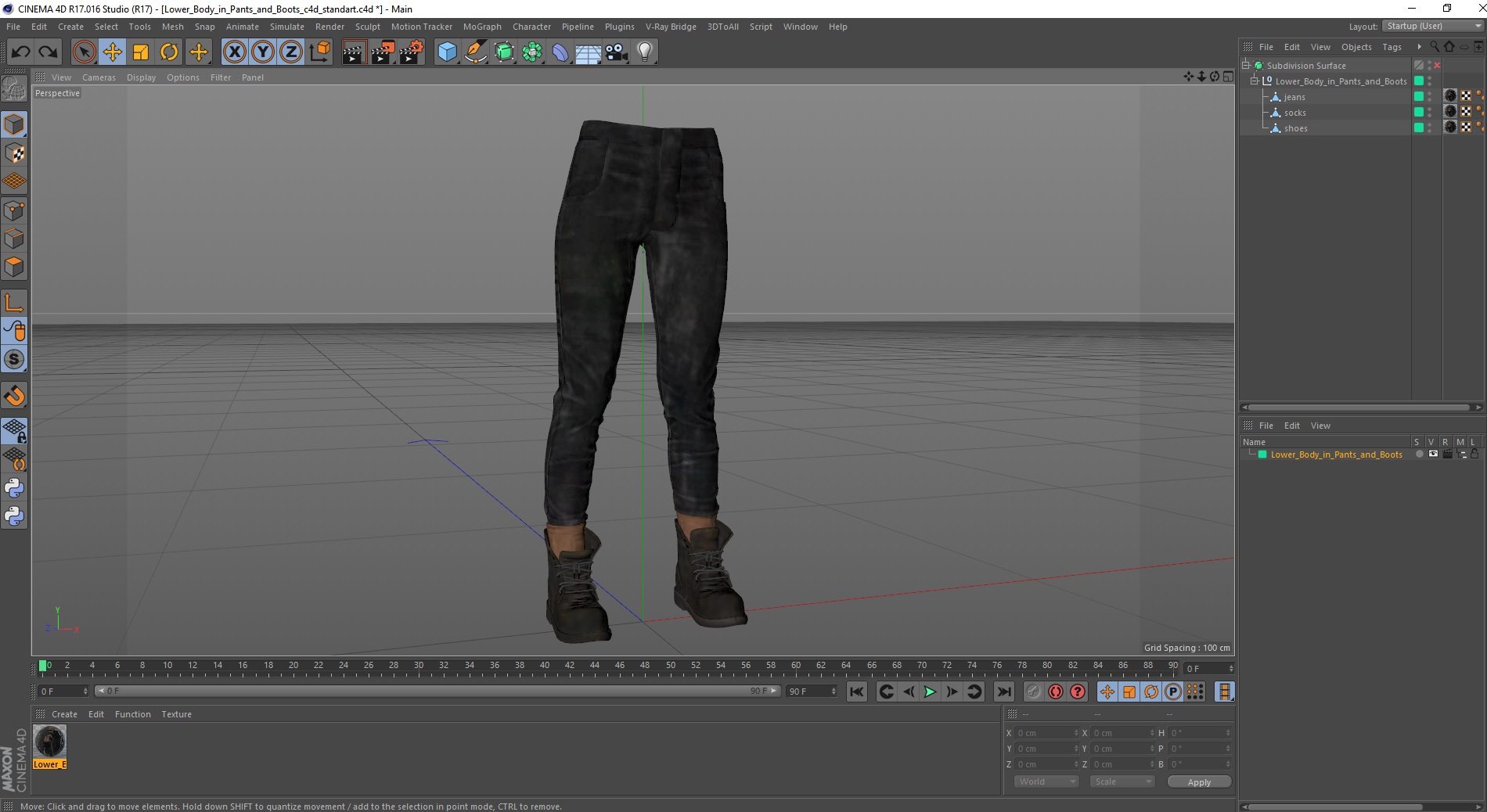 Lower Body in Pants and Boots 3D model