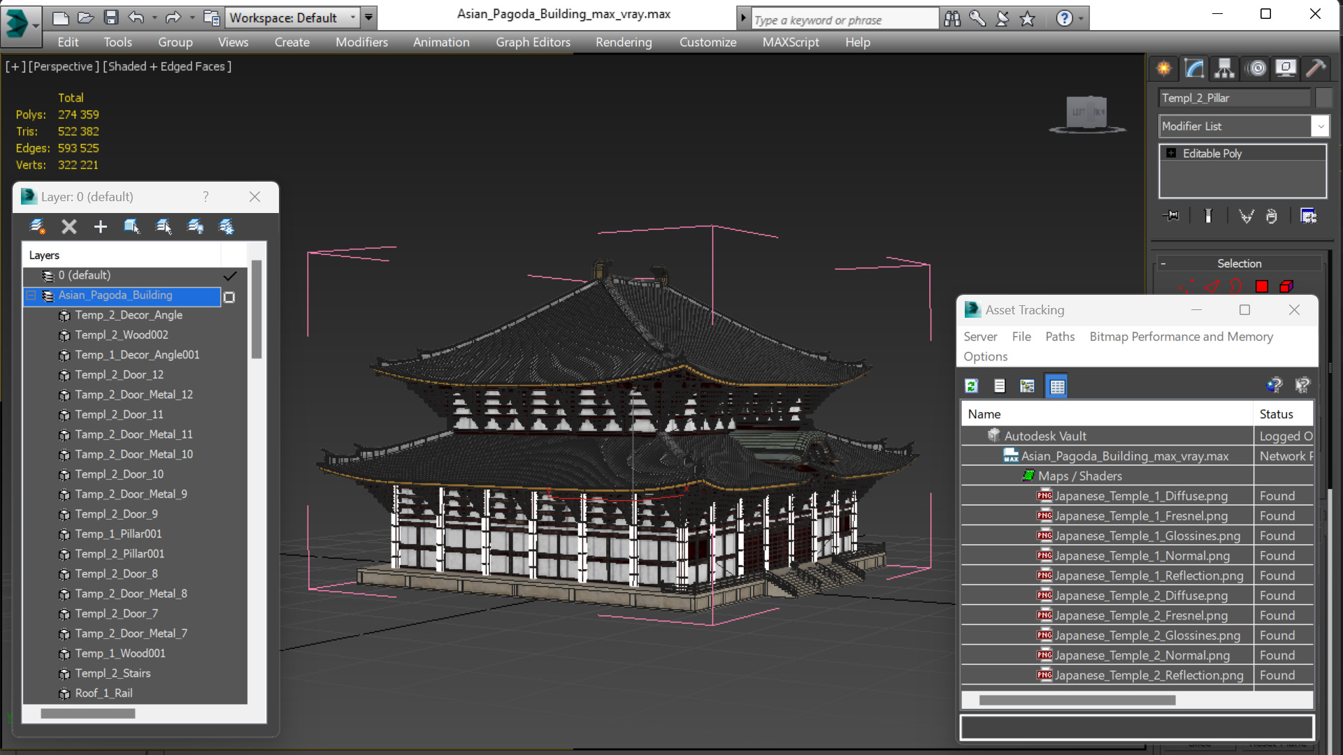 3D Asian Pagoda Building