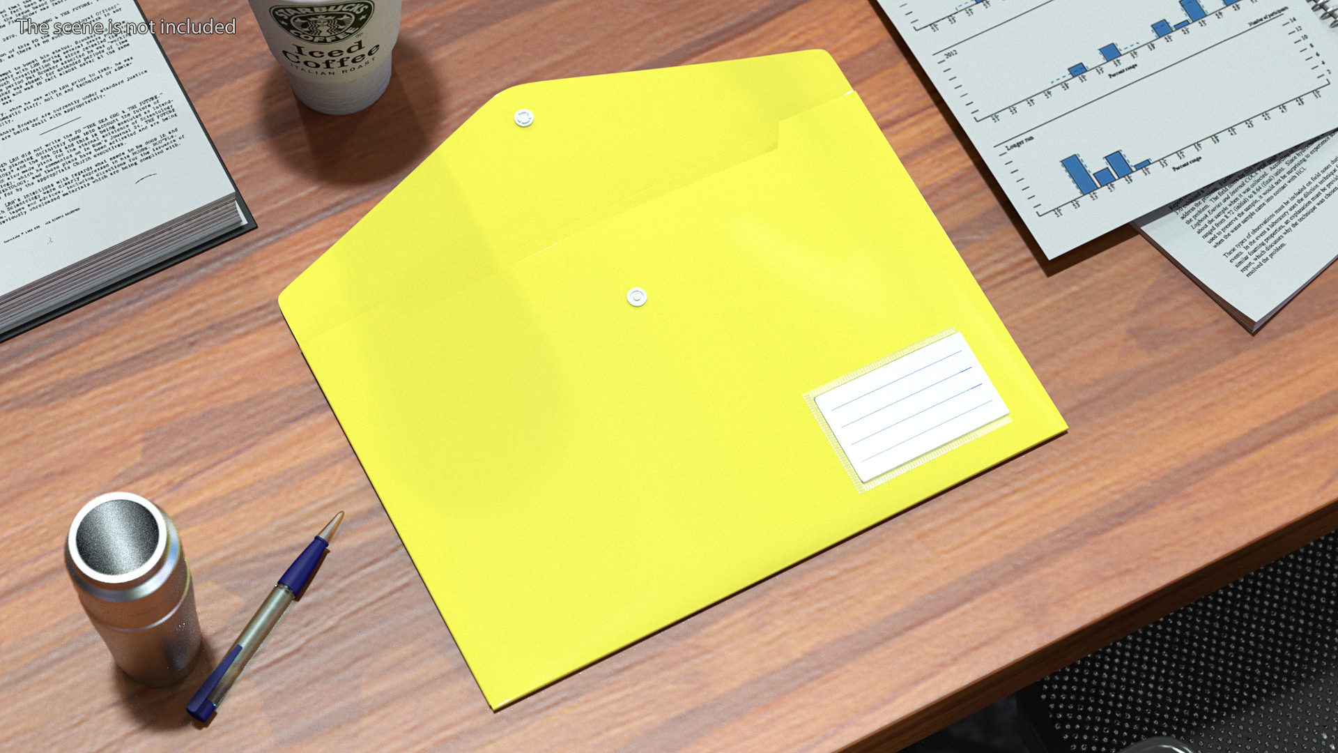 3D model Plastic Document Folder Open Yellow