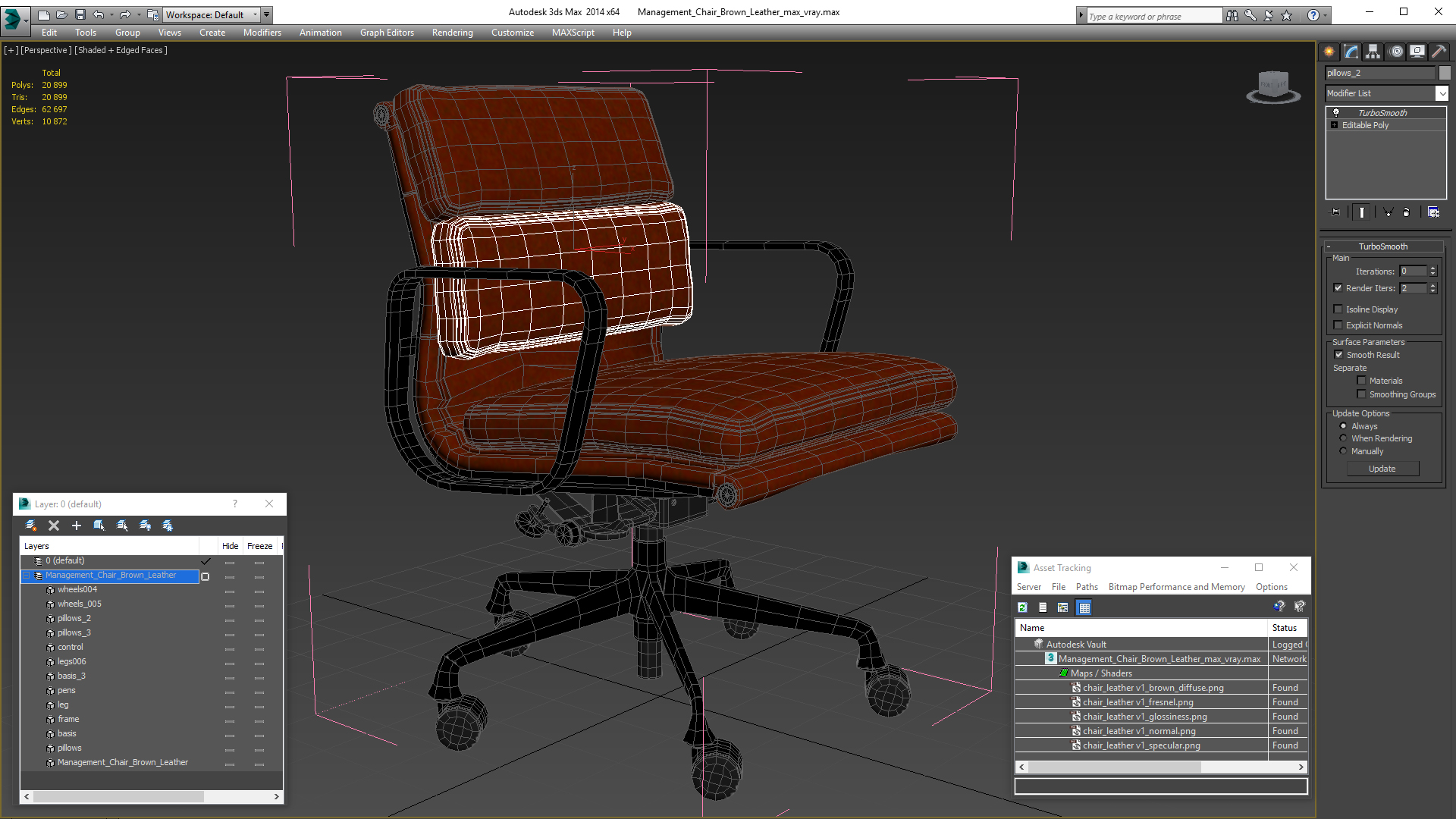 3D model Management Chair Brown Leather