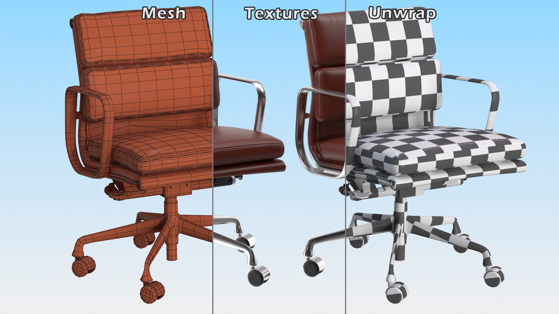 3D model Management Chair Brown Leather