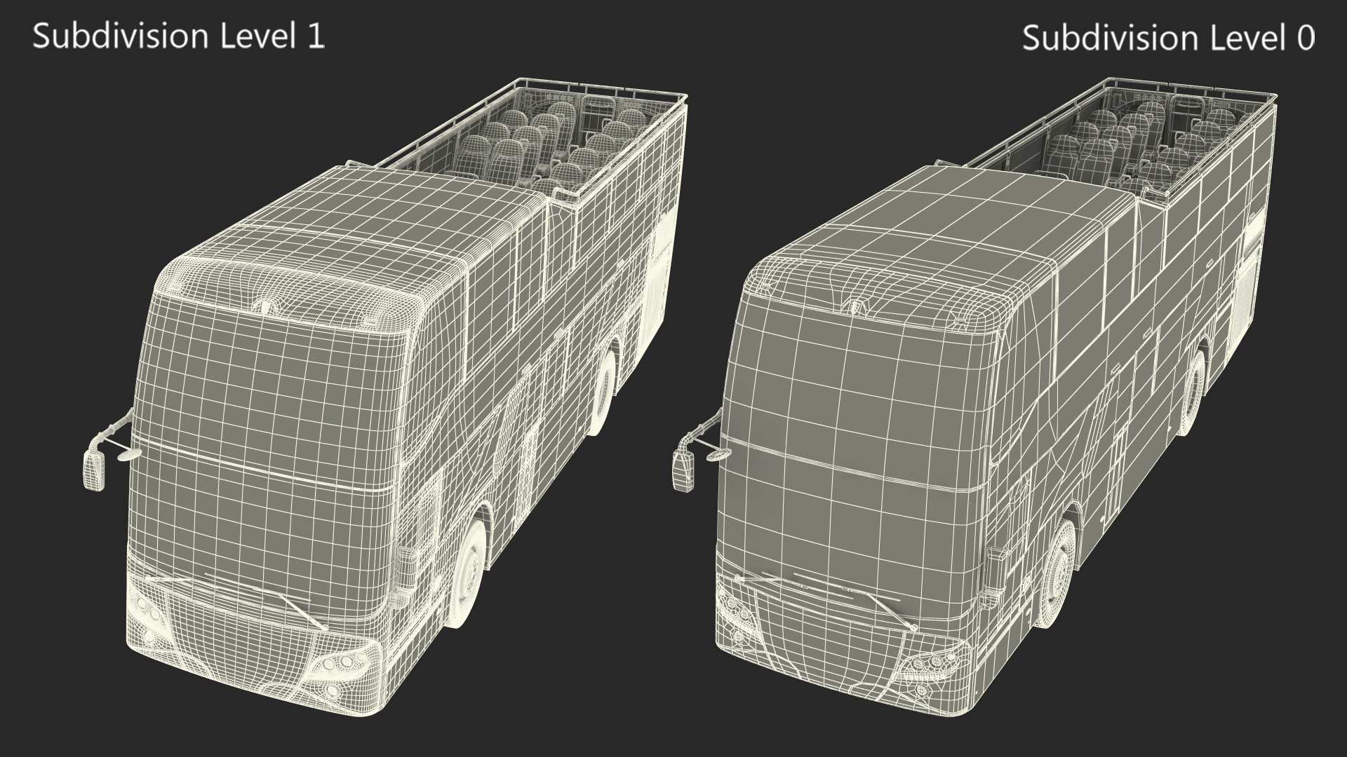 3D Open Air Double Decker Tour Hop Bus Rigged for Maya