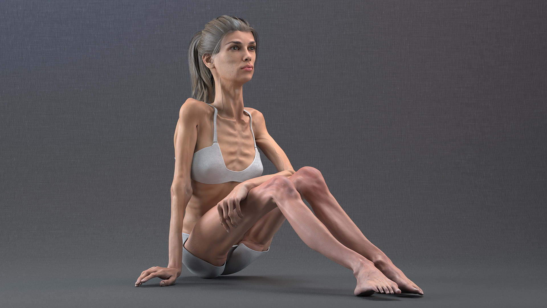 3D Woman Anorexic Rigged