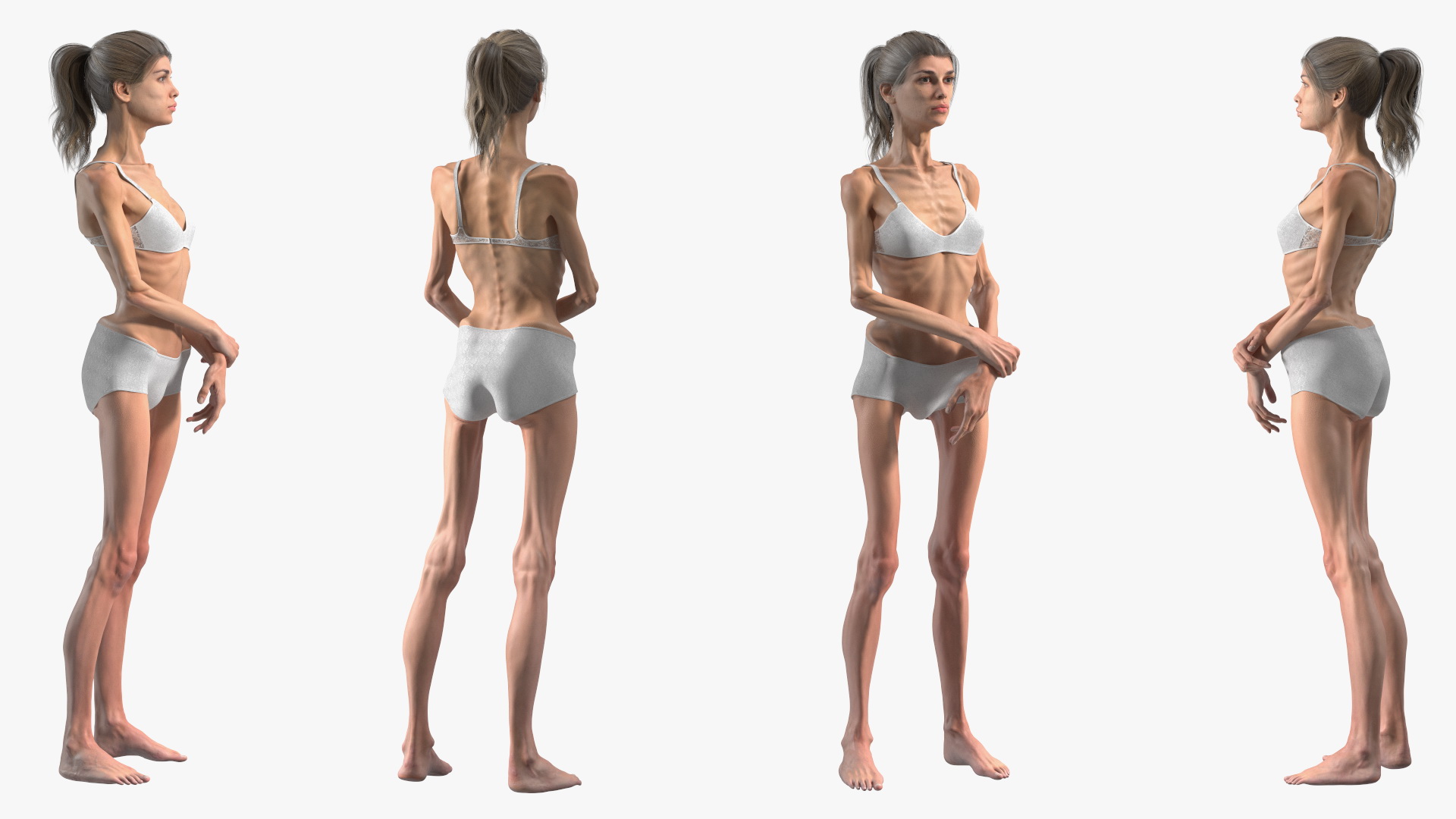 3D Woman Anorexic Rigged