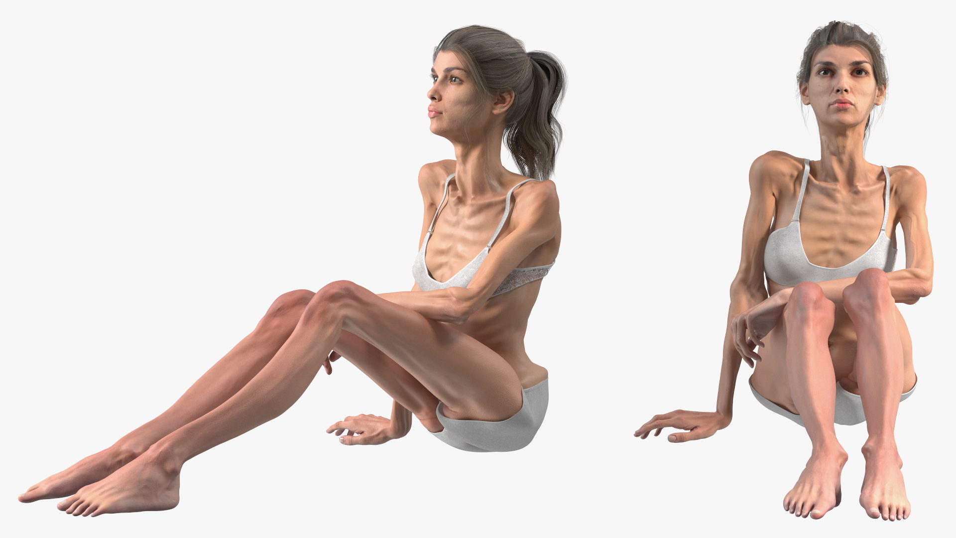 3D Woman Anorexic Rigged