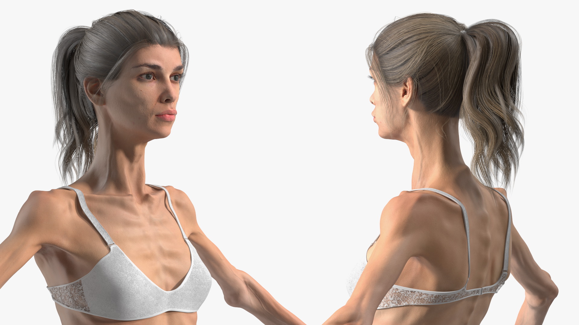 3D Woman Anorexic Rigged