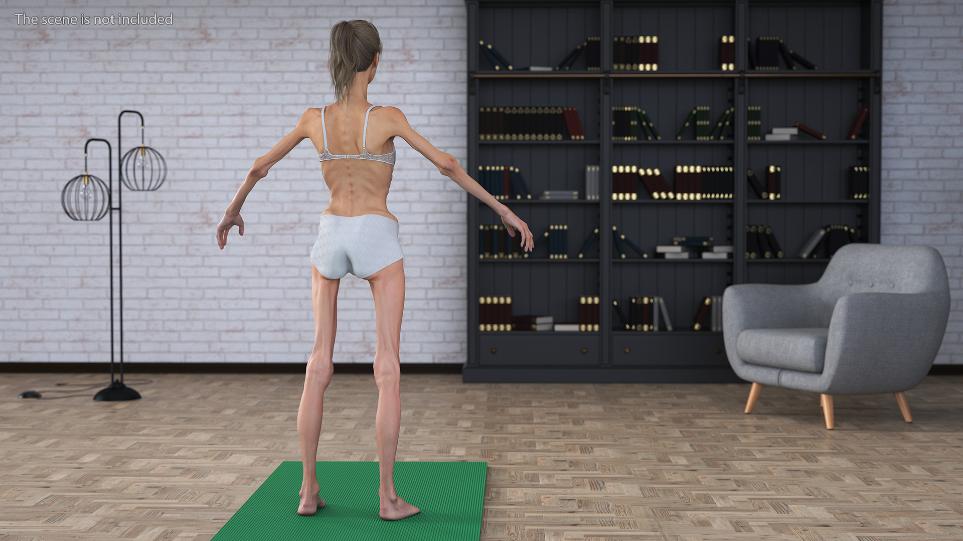 3D Woman Anorexic Rigged