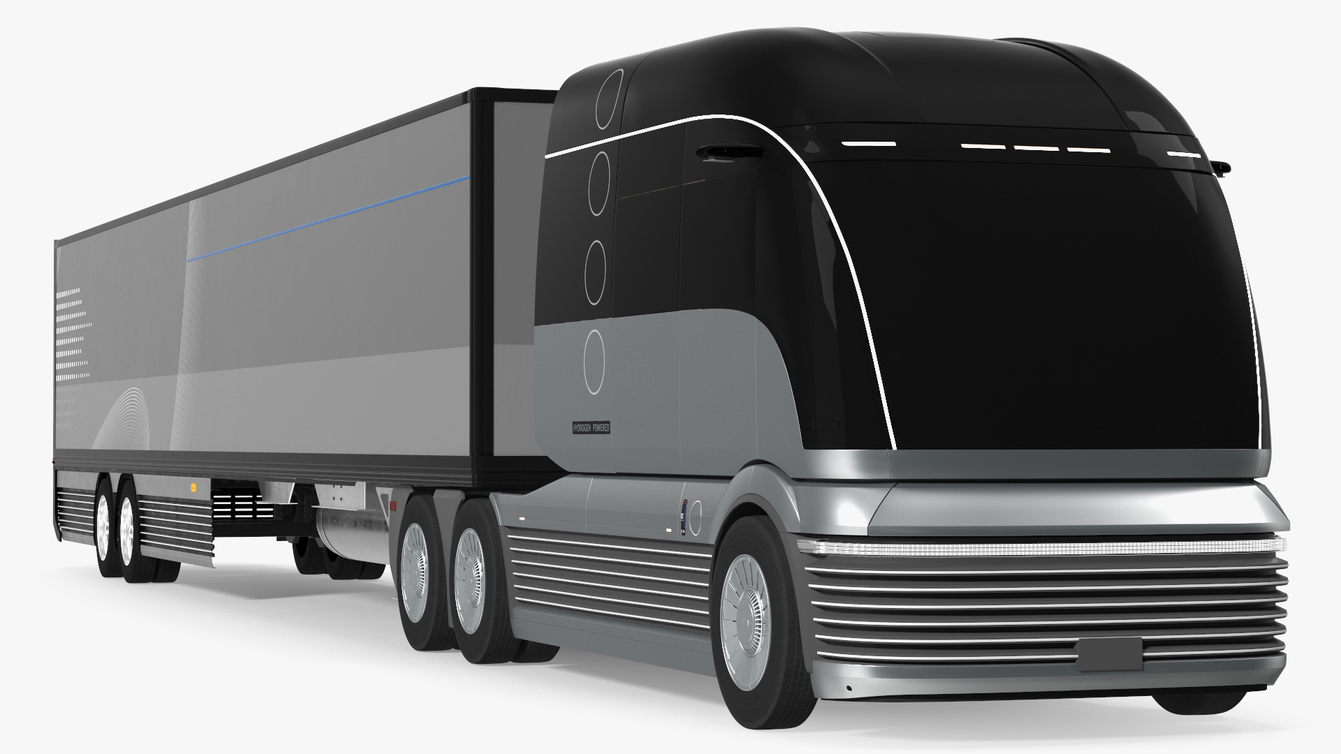 3D model Futuristic Semi Truck with Trailer Rigged for Maya