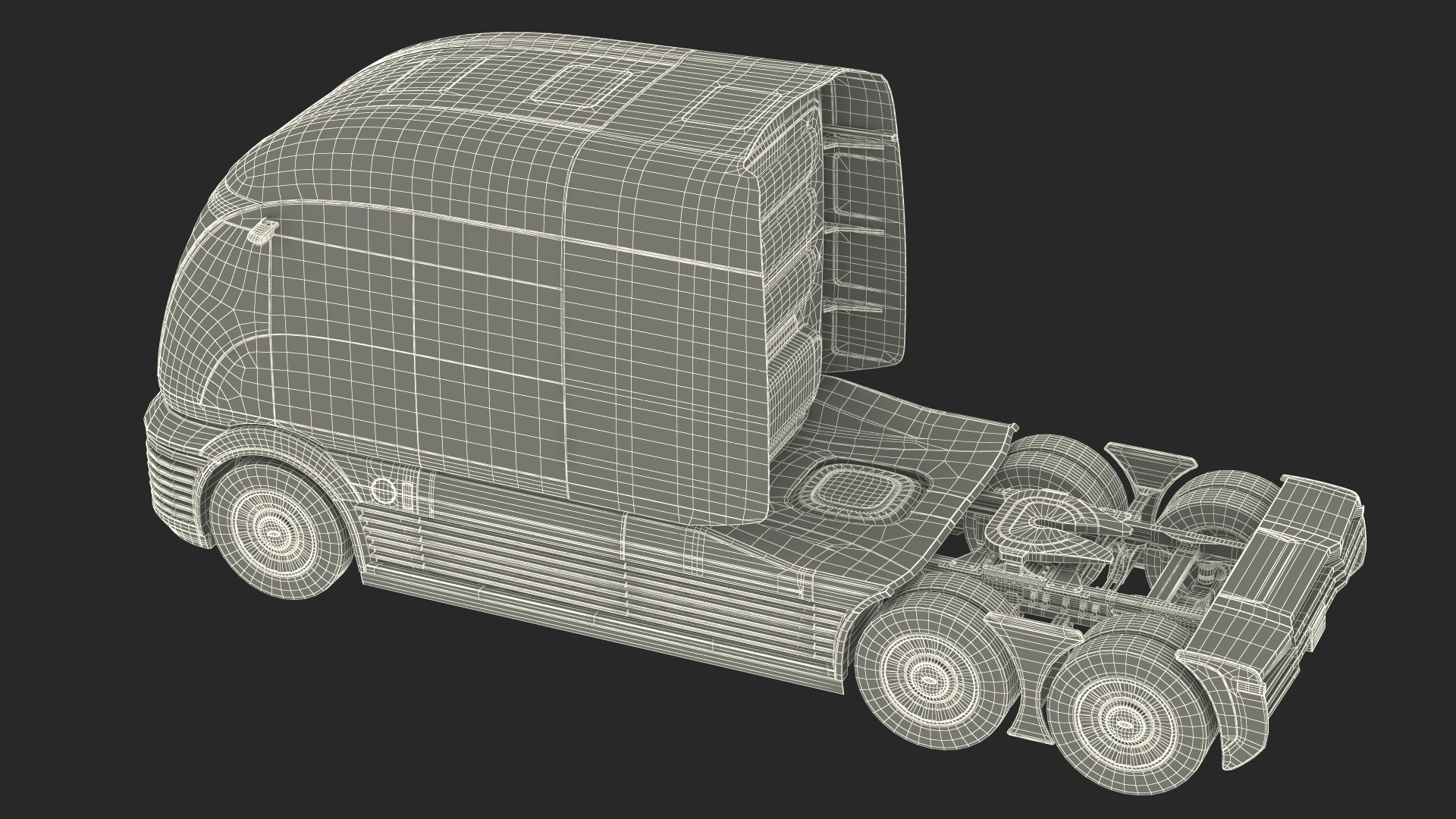 3D model Futuristic Semi Truck with Trailer Rigged for Maya