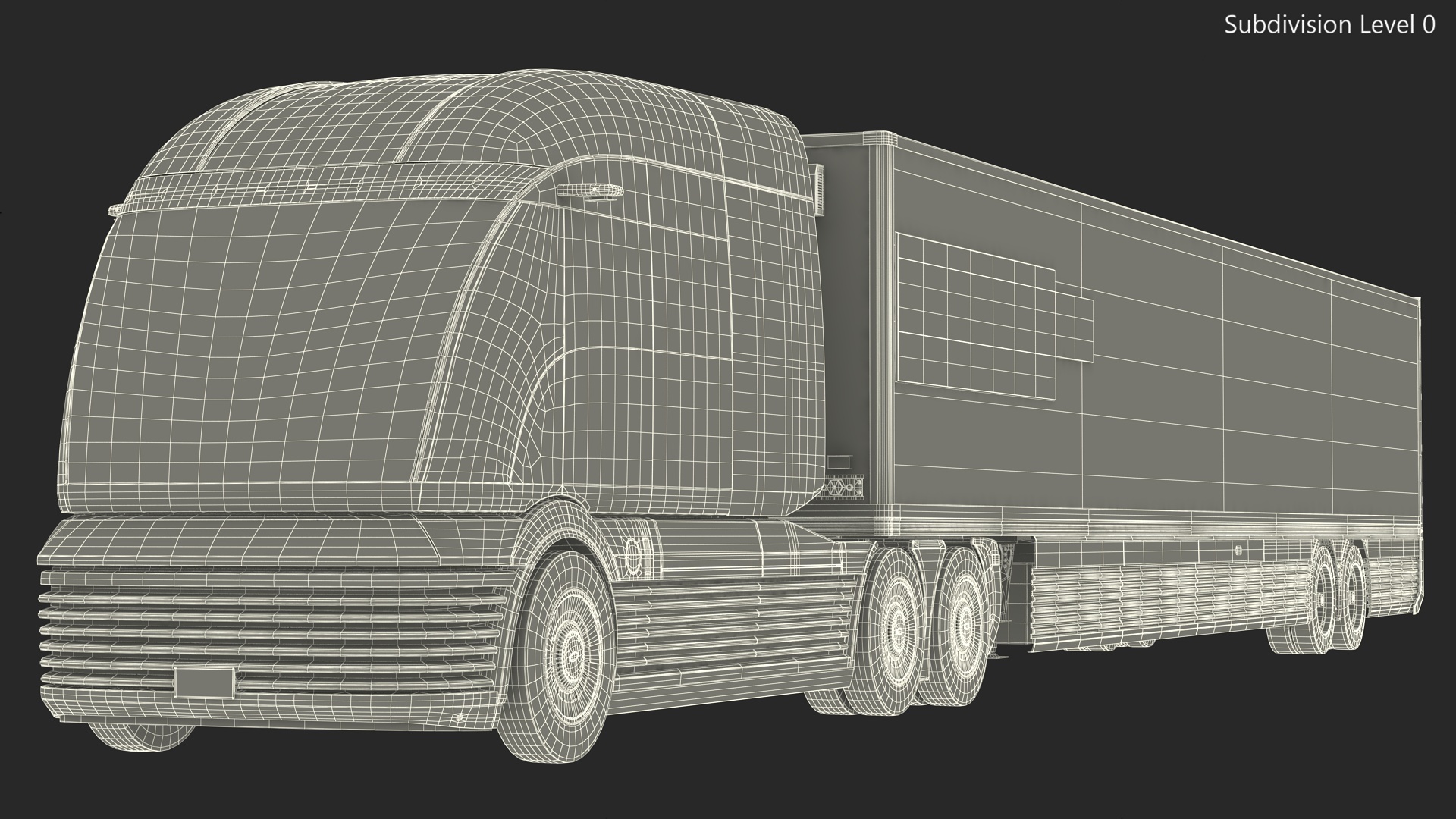 3D model Futuristic Semi Truck with Trailer Rigged for Maya