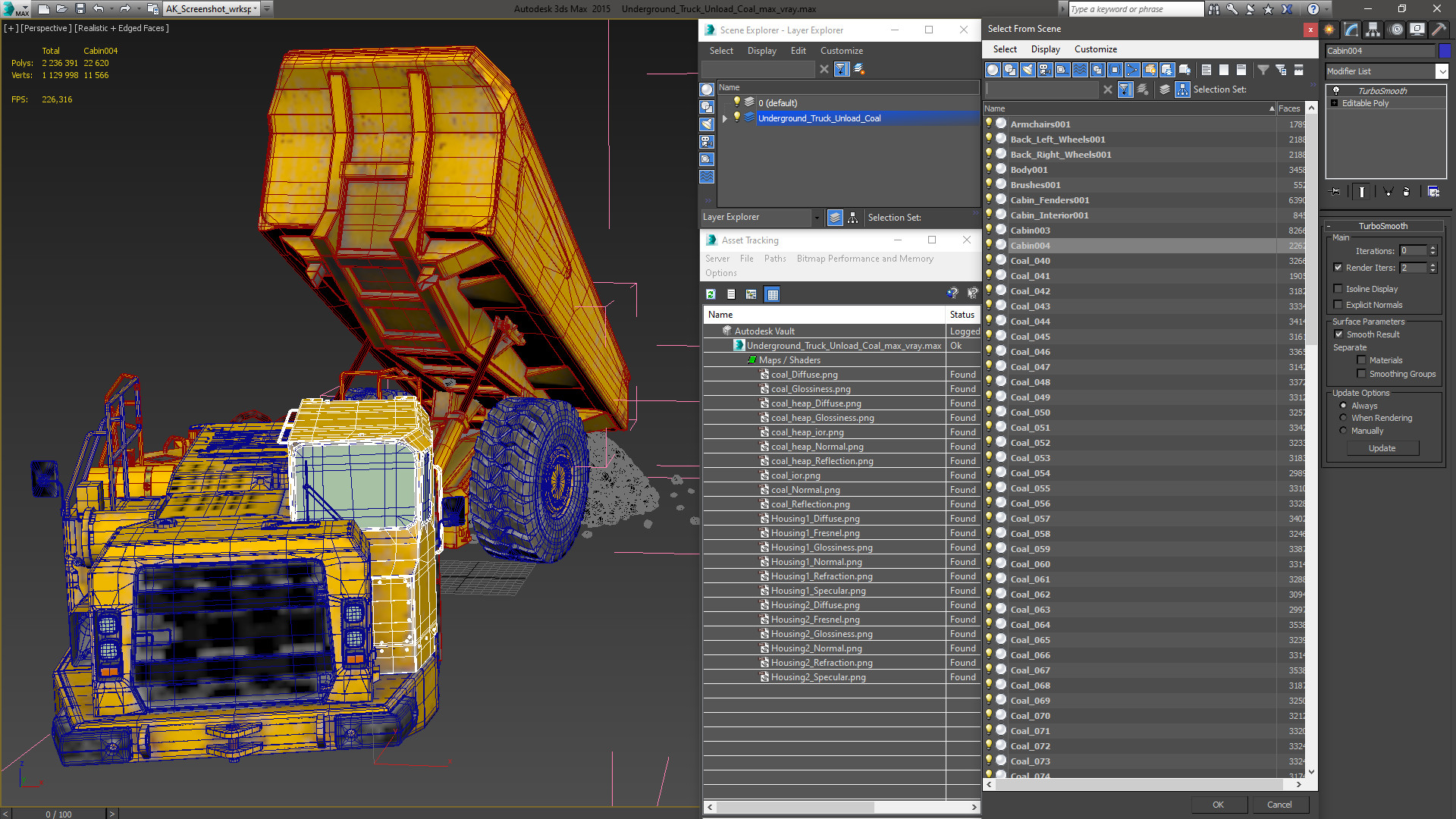 Underground Truck Unload Coal 3D model