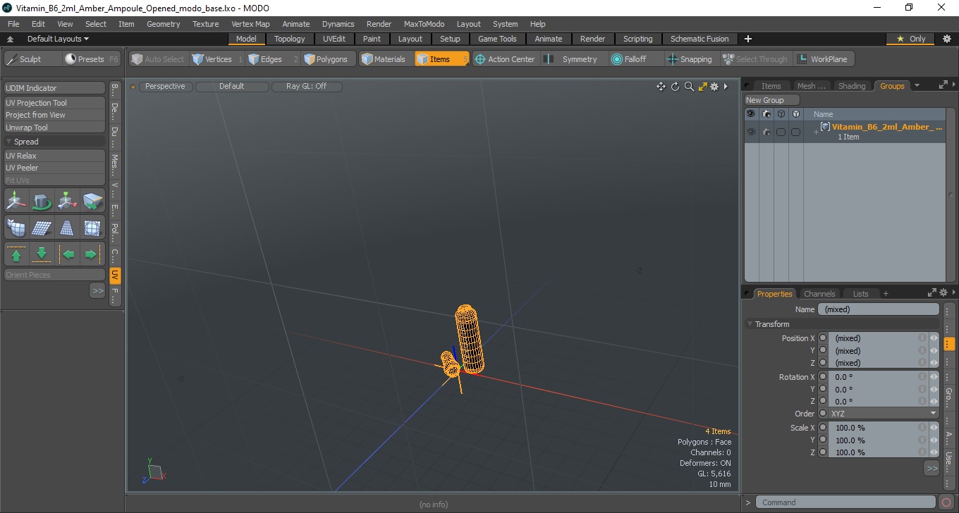 3D model Vitamin B6 2ml Amber Ampoule Opened