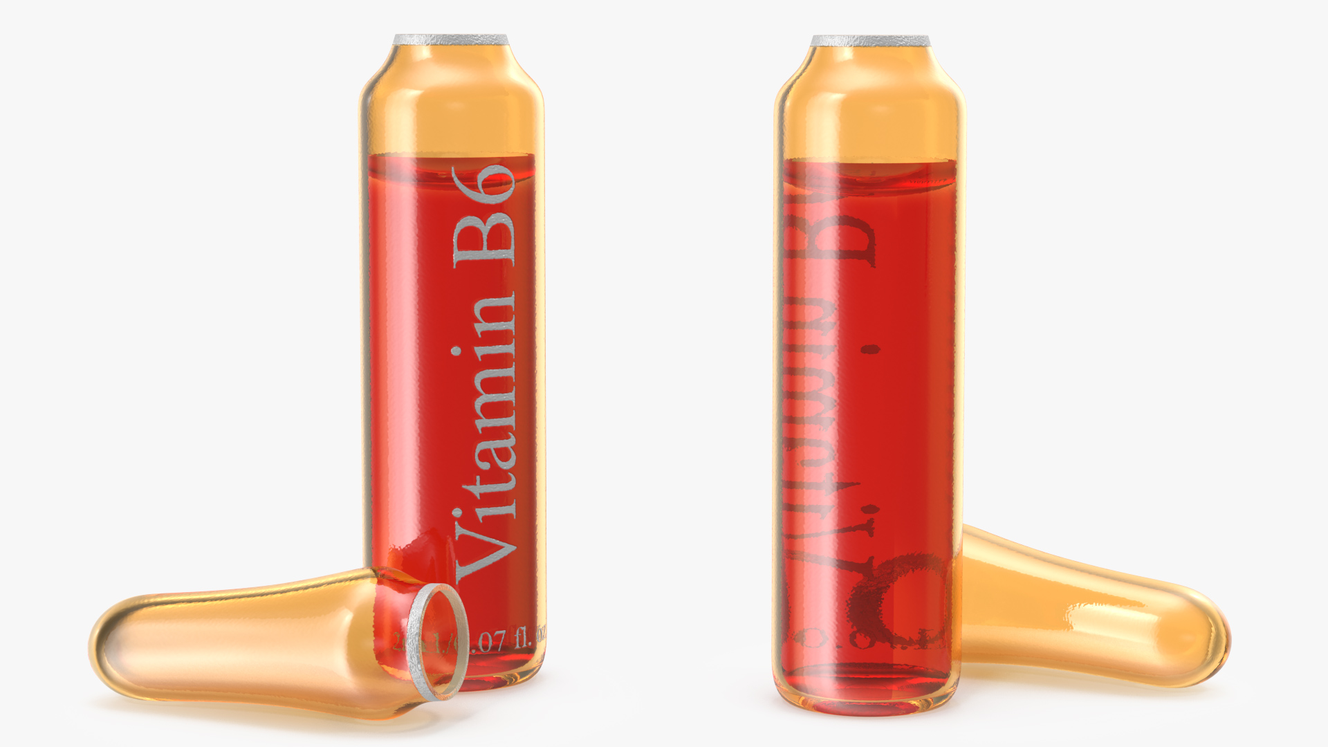 3D model Vitamin B6 2ml Amber Ampoule Opened