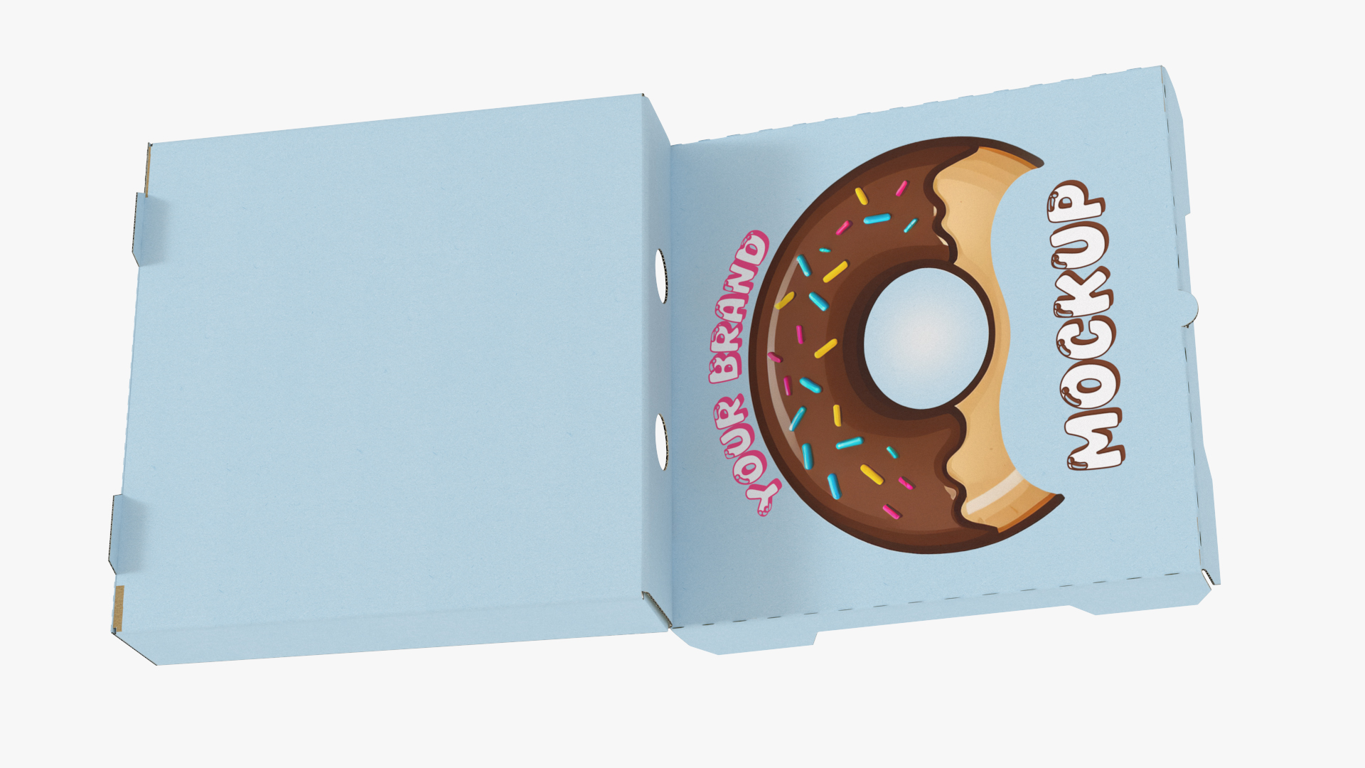 Assorted Donuts in Cardboard Box Mockup 3D model