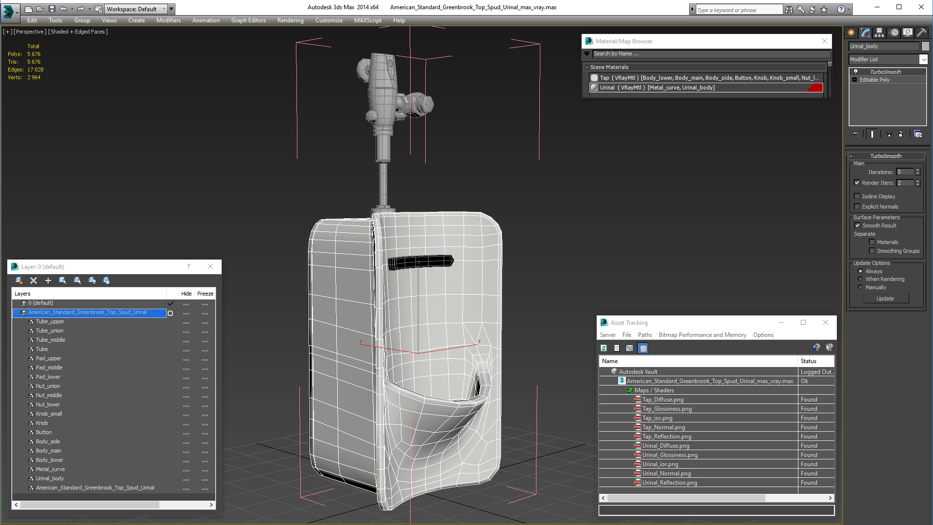 American Standard Greenbrook Top Spud Urinal 3D model