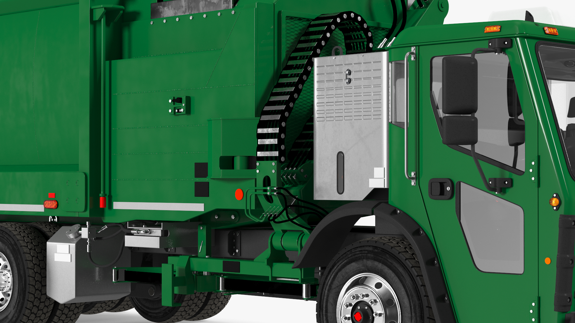 Trash Truck Electric Green Rigged for Cinema 4D 3D