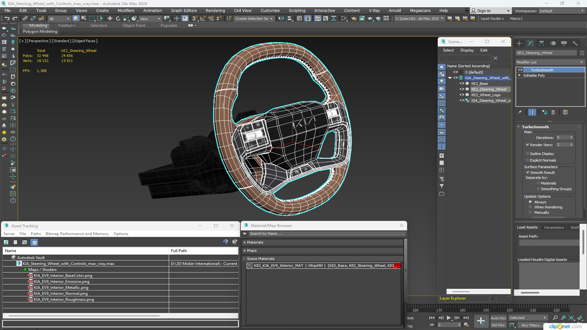 KIA Steering Wheel with Controls 3D