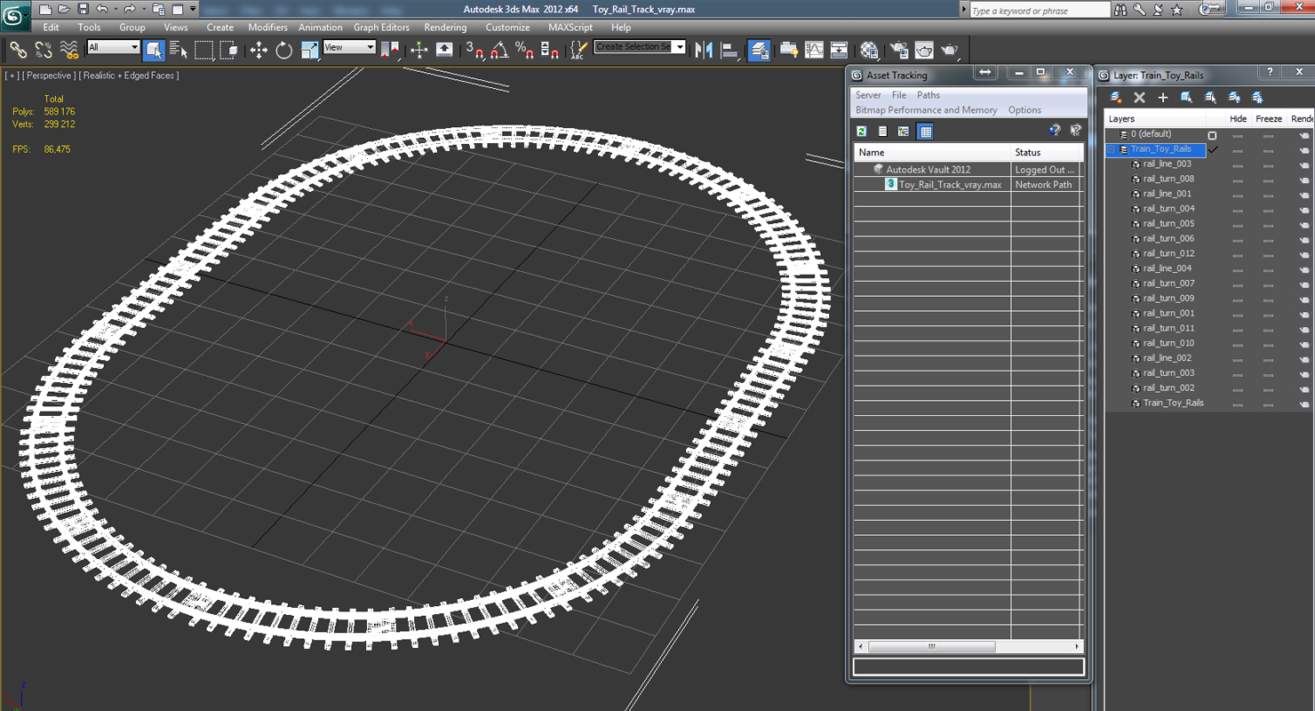 Toy Rail Track 3D model