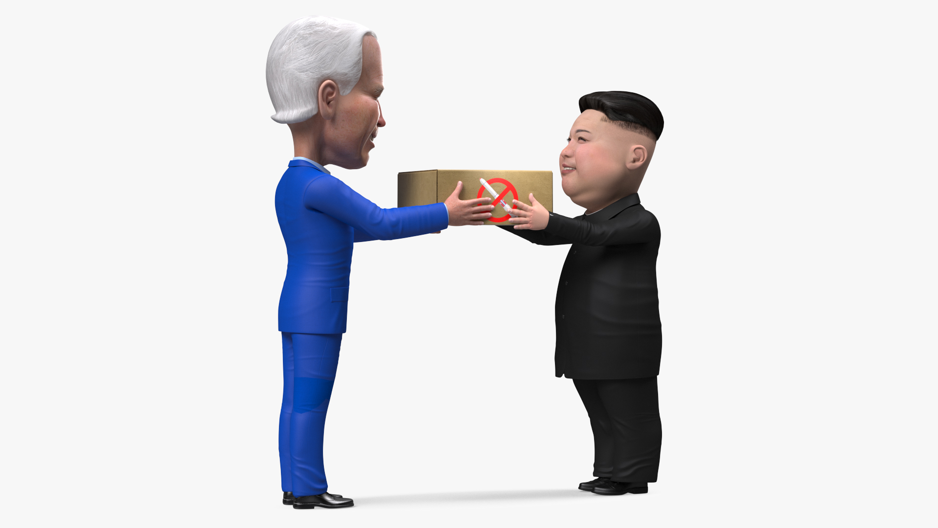 Cartoon Kim Jong Un Joe Biden 3D model